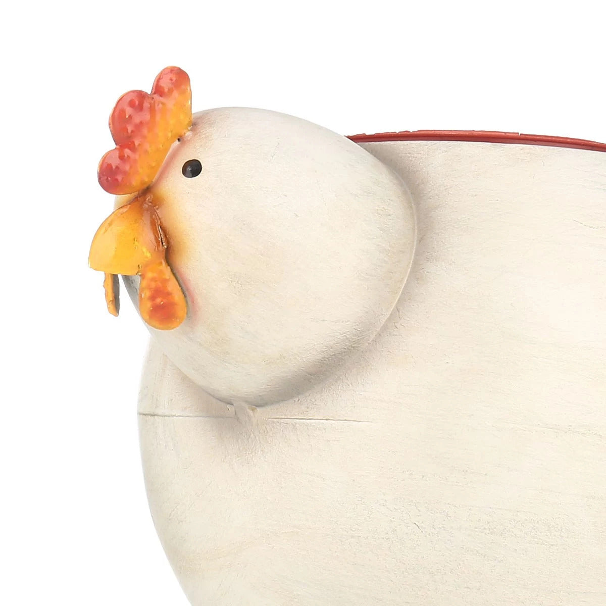 Metal and Small Plant Pot with Rooster Kitchen Decor