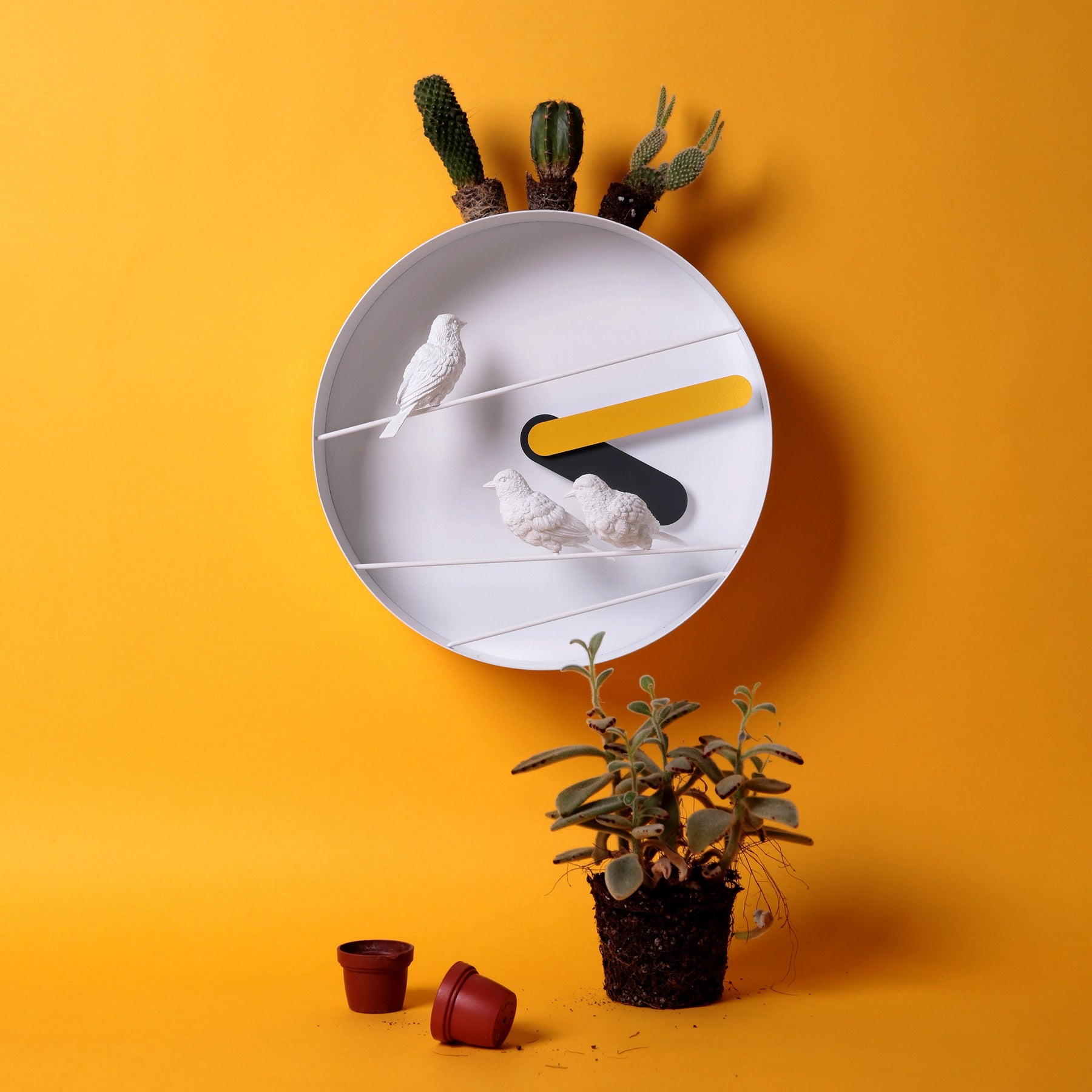 Modern Wall Clock with Bird Sparrow Sculpture Decor