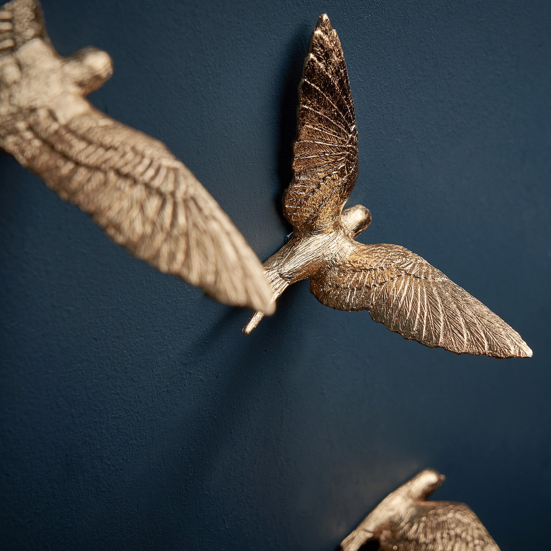 Contemporary and Modern Gold Wall Clock with Swallow Bird Sculpture