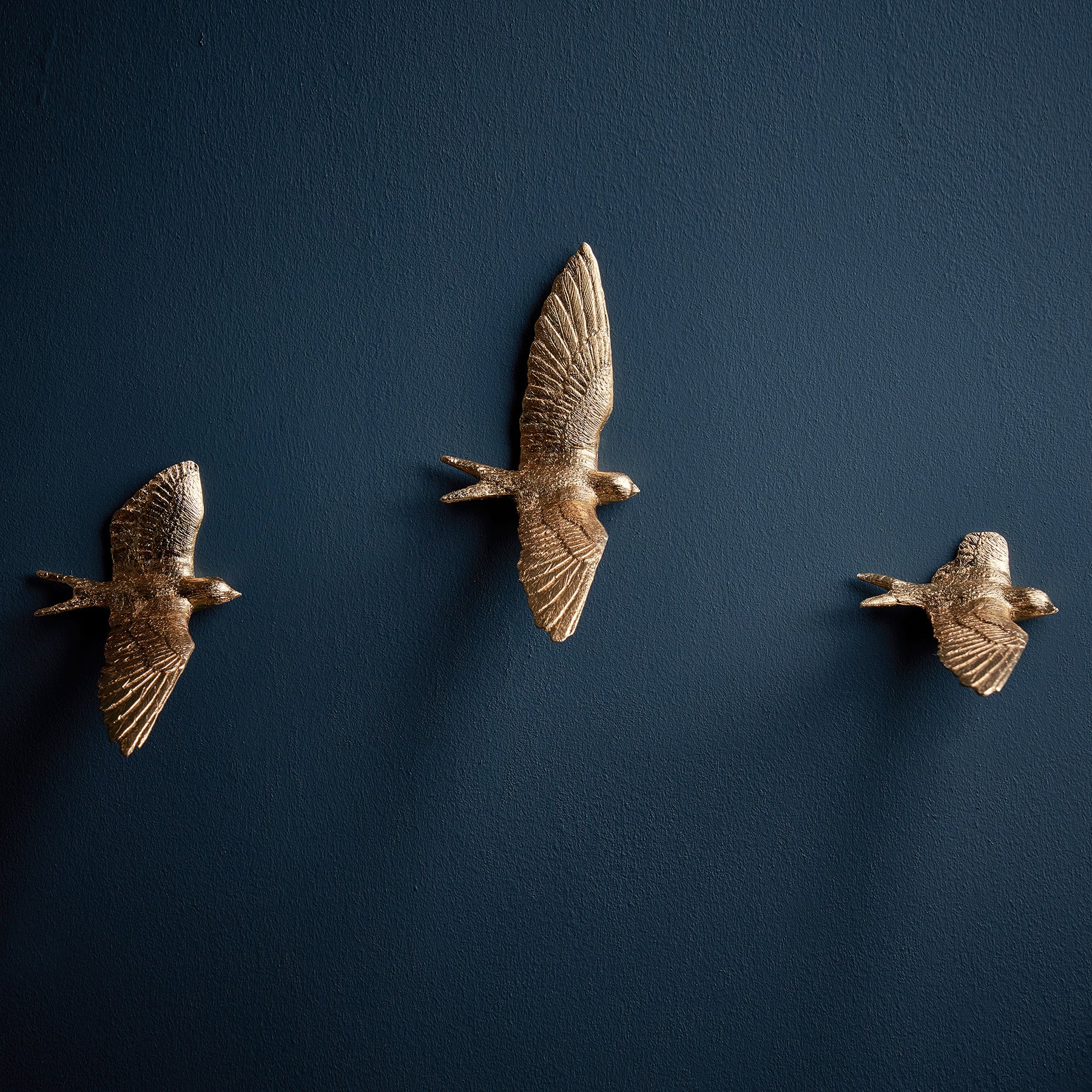 Contemporary and Modern Gold Wall Clock with Swallow Bird Sculpture