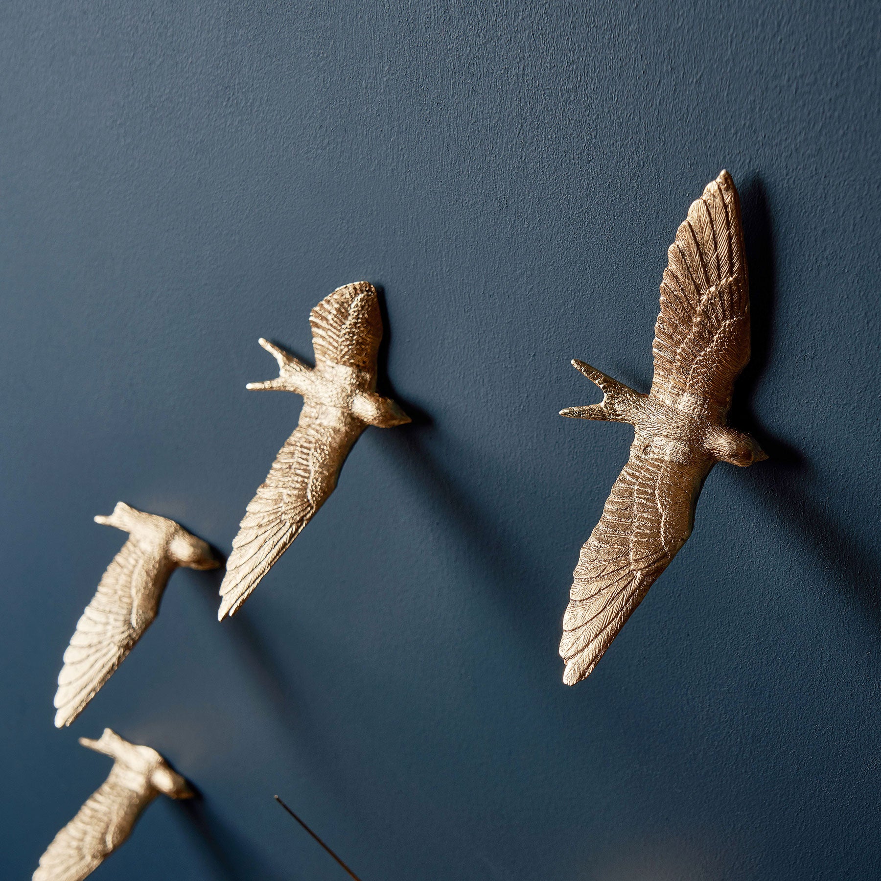 Contemporary and Modern Gold Wall Clock with Swallow Bird Sculpture