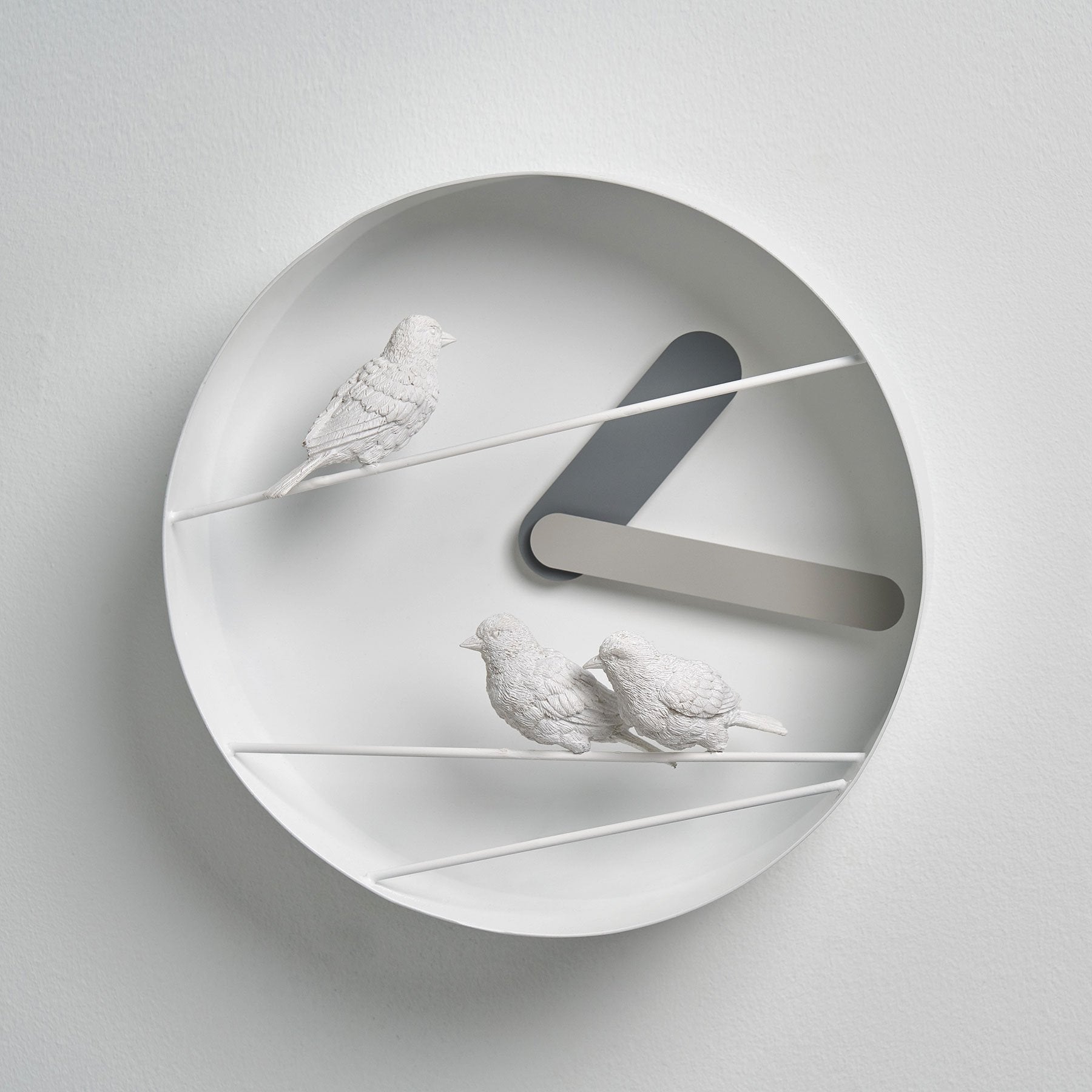 Modern Wall Clock with Bird Sparrow Sculpture Decor