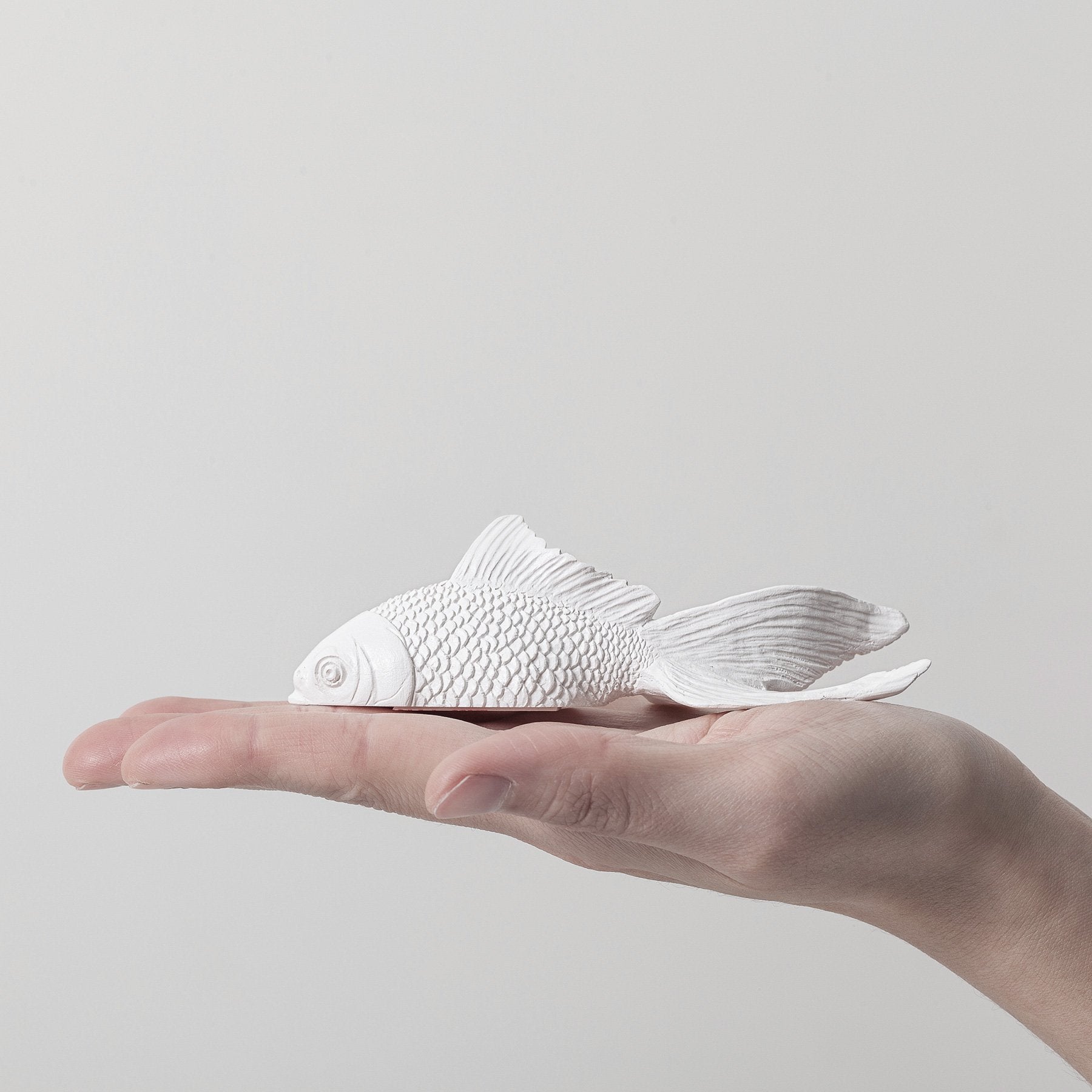 Modern Wall Clock with Fish Sculpture