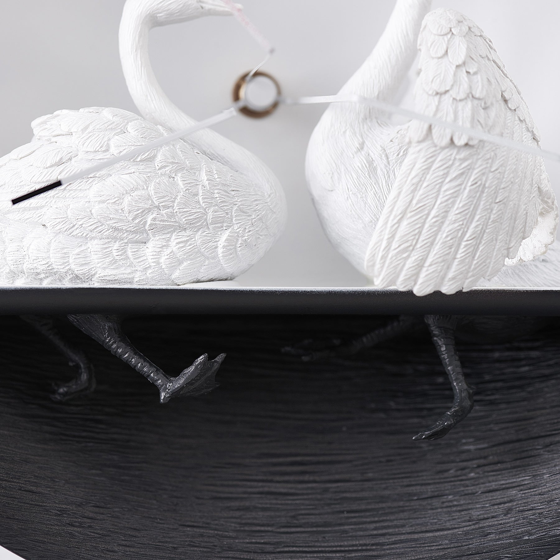 Modern Wall Clock with Swan Figurines to Sculpture Decor