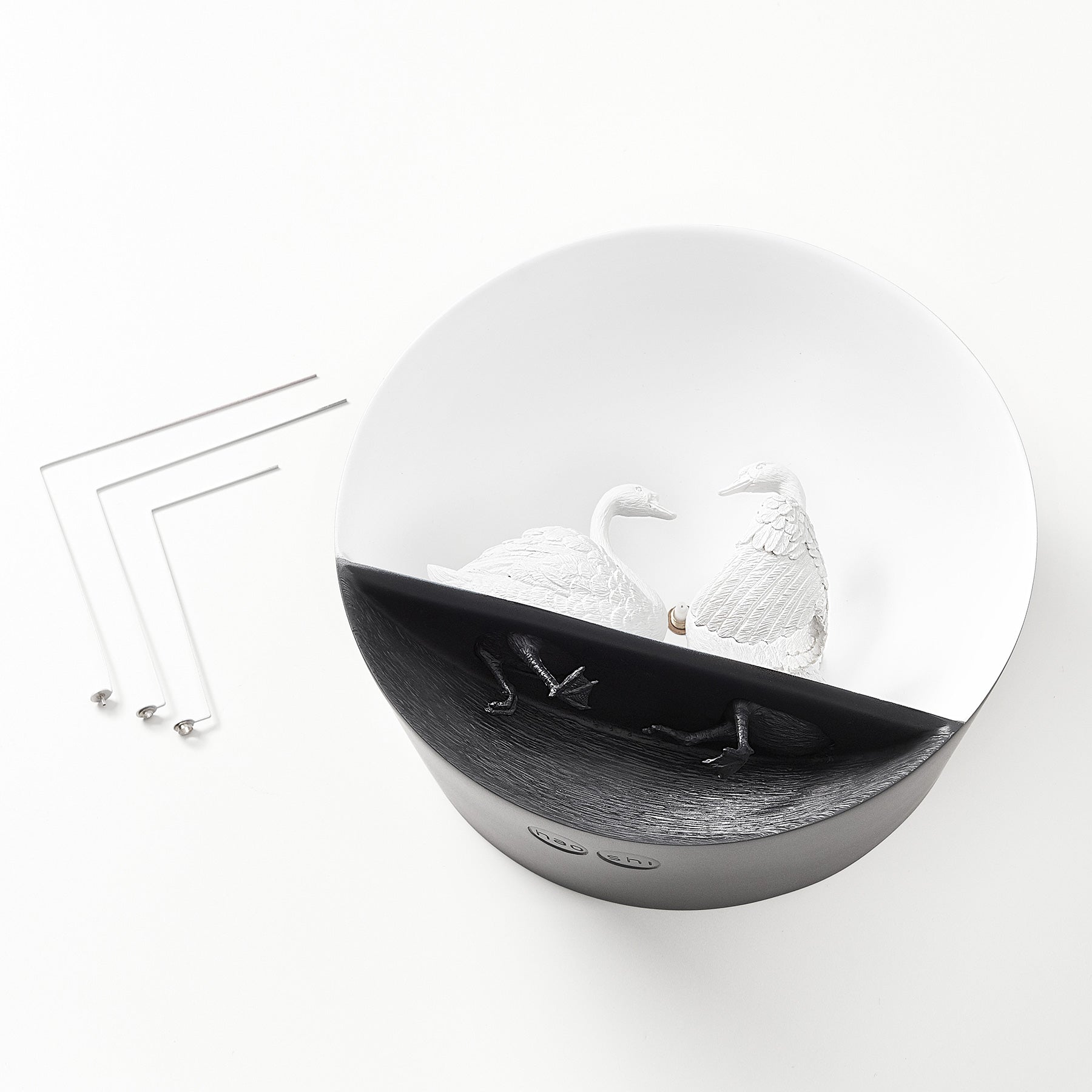 Modern Wall Clock with Swan Figurines to Sculpture Decor