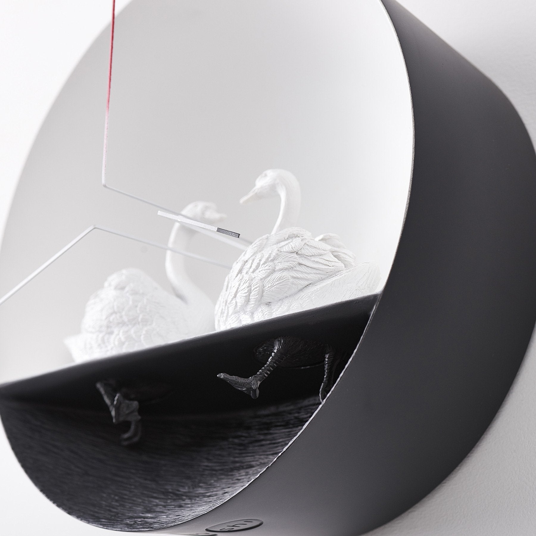 Modern Wall Clock with Swan Figurines to Sculpture Decor