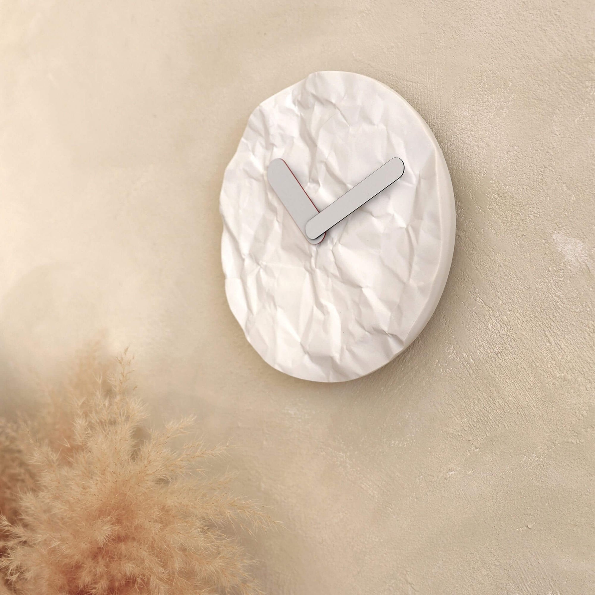 Modern wall clock - like just before or later, like a crumple paper