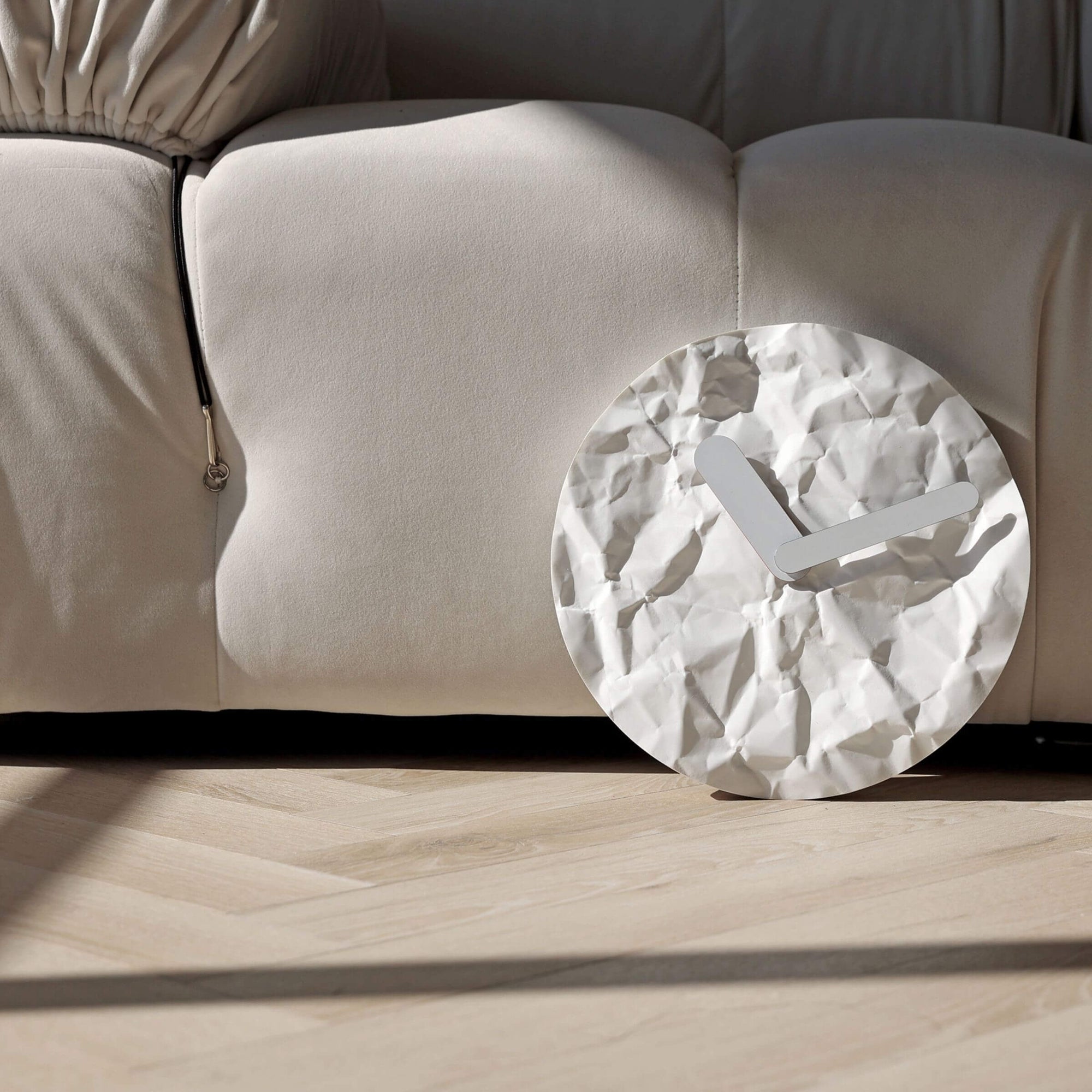 Modern wall clock - like just before or later, like a crumple paper