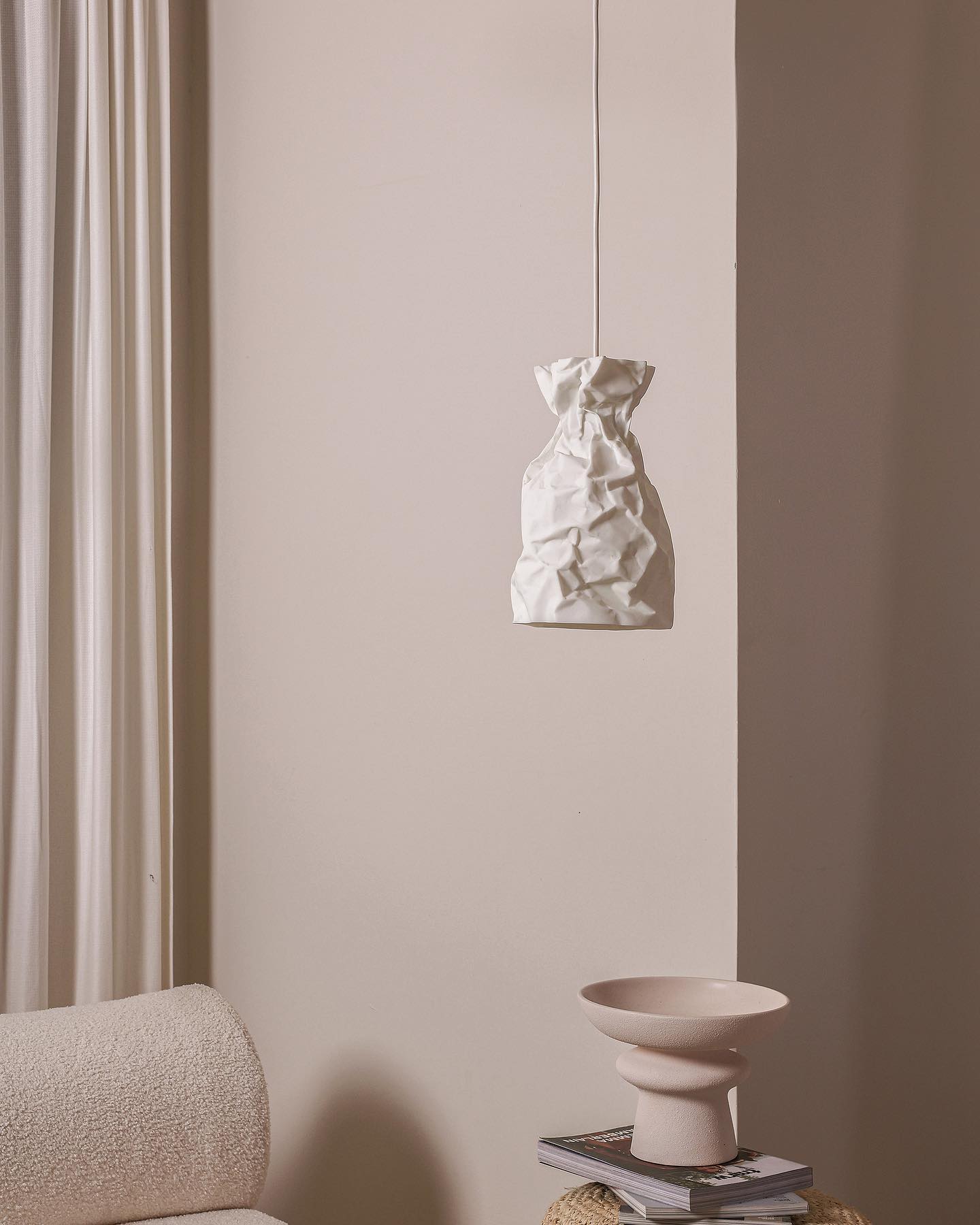 Paper pendant light: a crumpled paper sculpture has never looked so good!