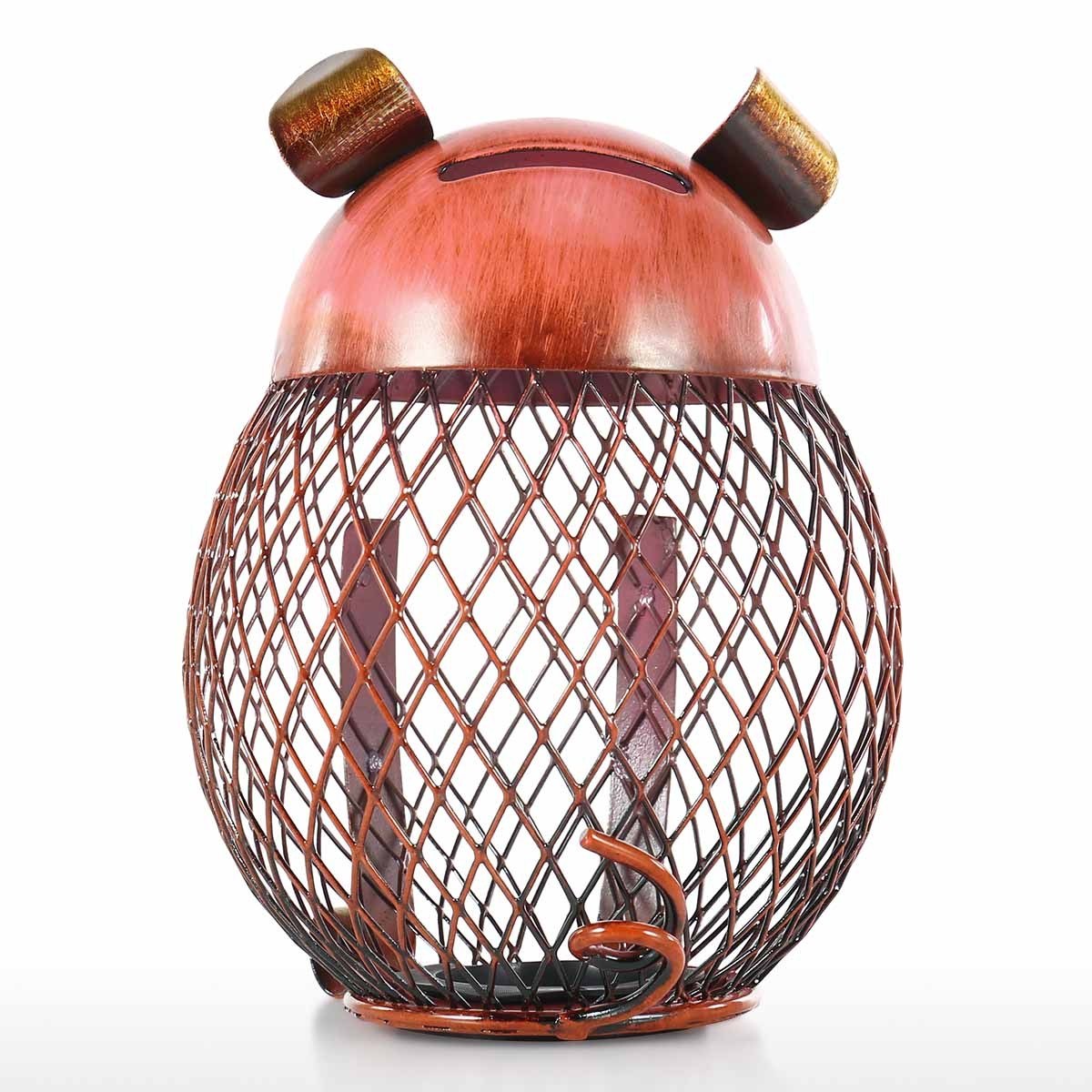 Piggy Bank for Kids with Metal Handmade Red and Gold for Children and Kids