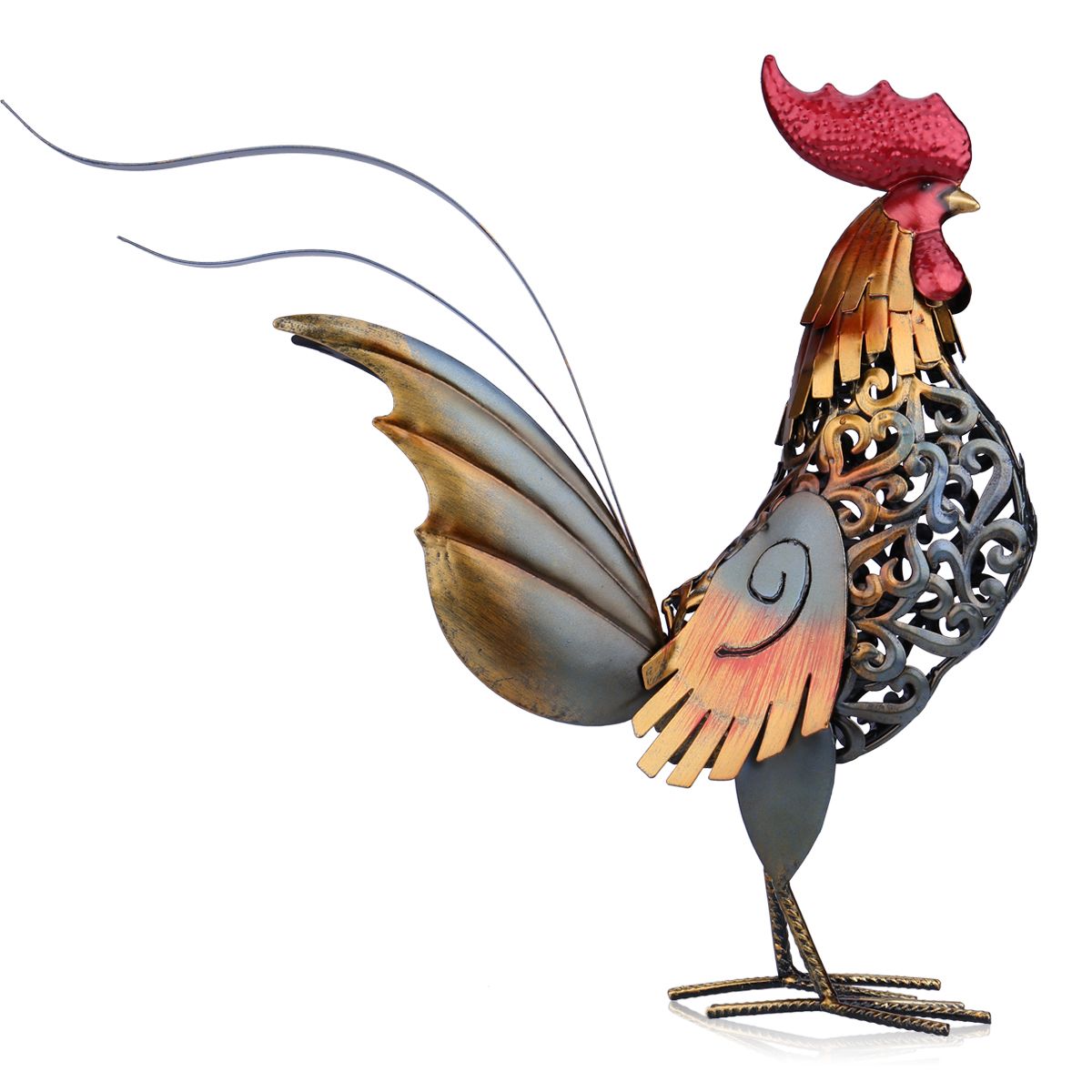 Rooster Decor or Rooster Kitchen Decor with Metal Rooster for Rustic Christmas Decor and Christmas Decorations
