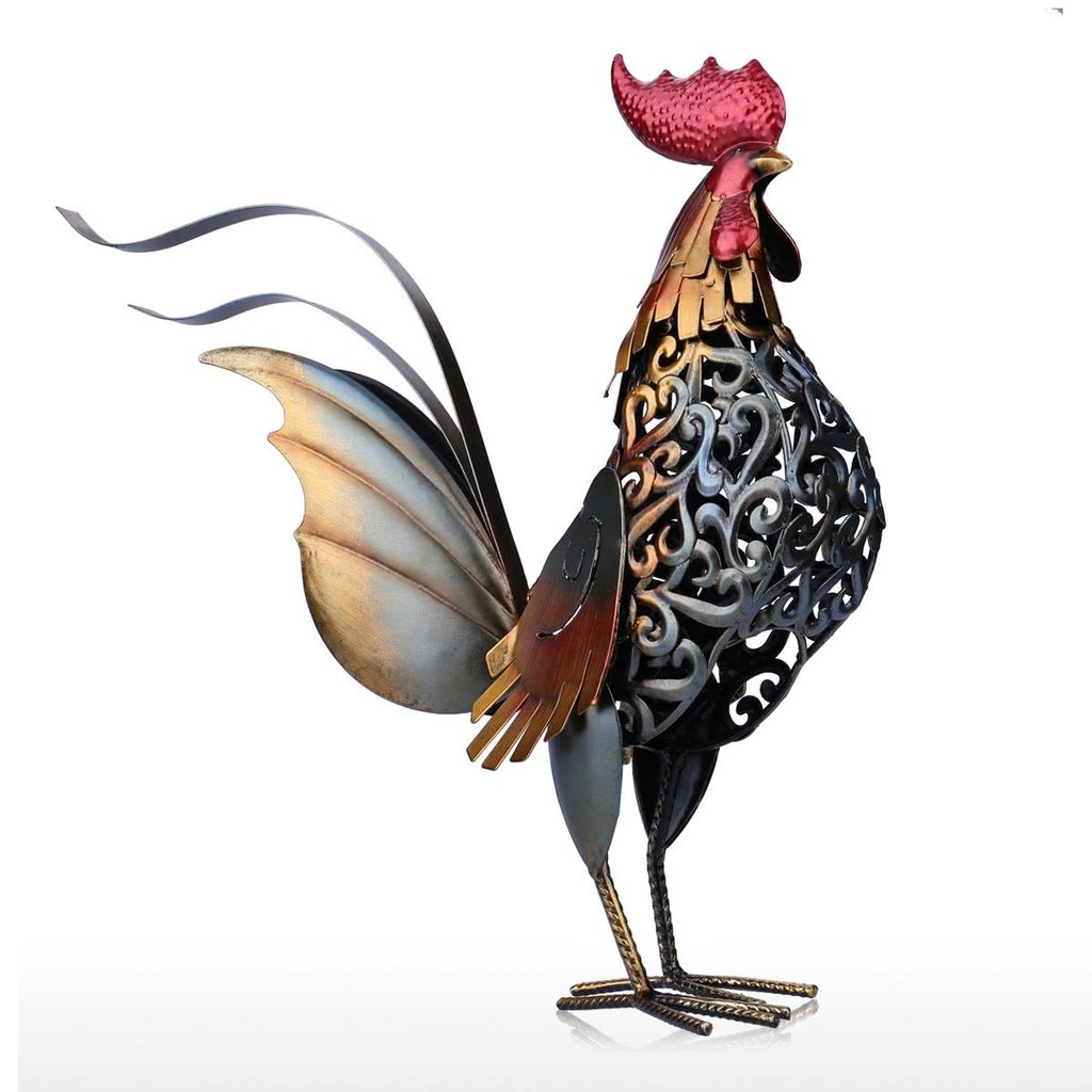 Rooster Kitchen Decor with Metal Statue