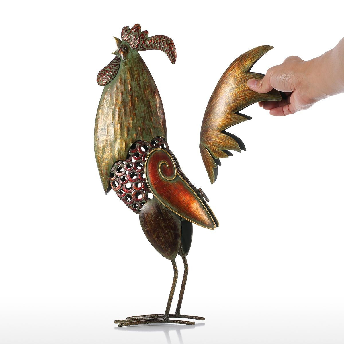 Rustic Christmas Ornaments or Rustic Christmas Decor with Metal Rooster for Outdoor Christmas Decorations