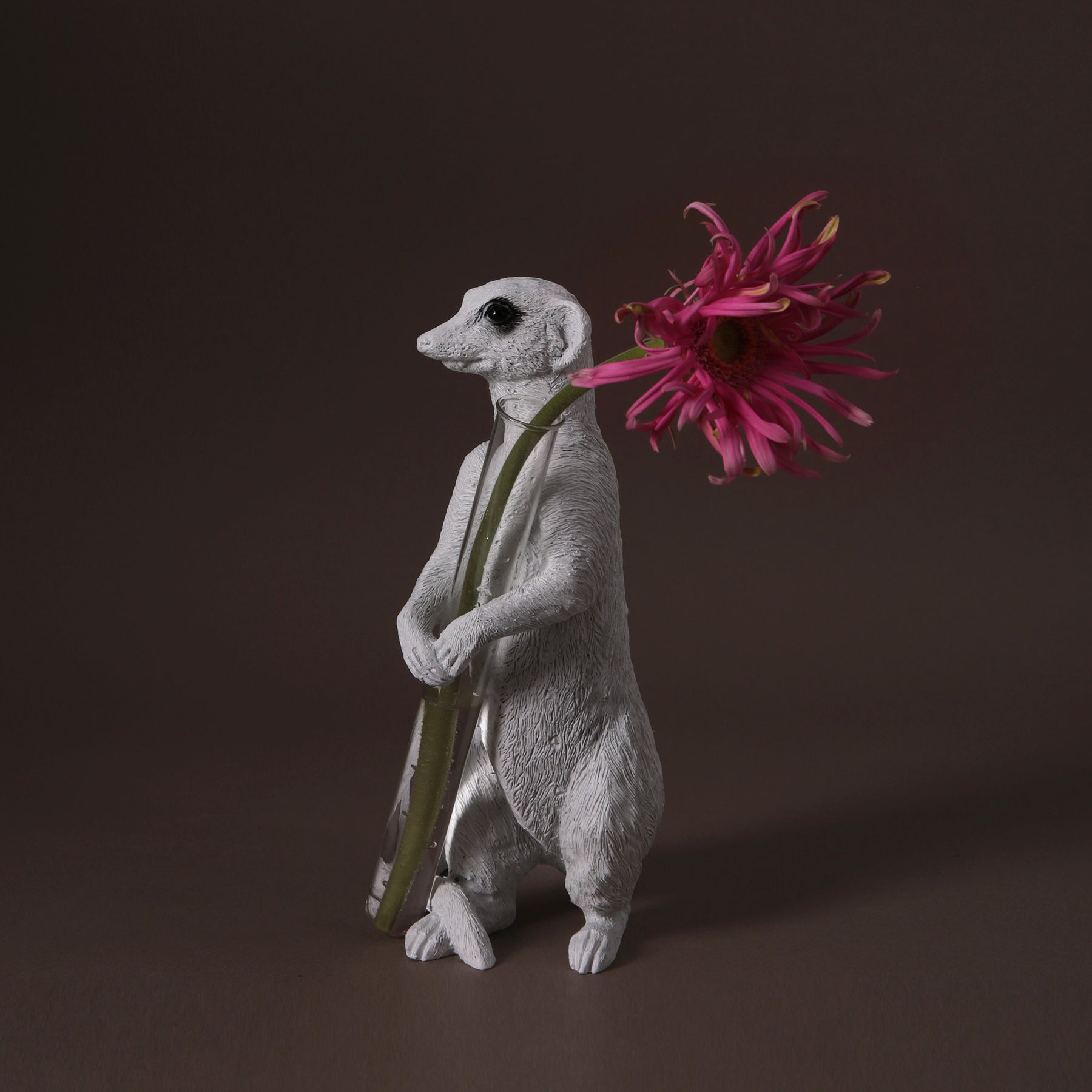 Single Stem Vase with Meerkat Ornament and Decorative Statue