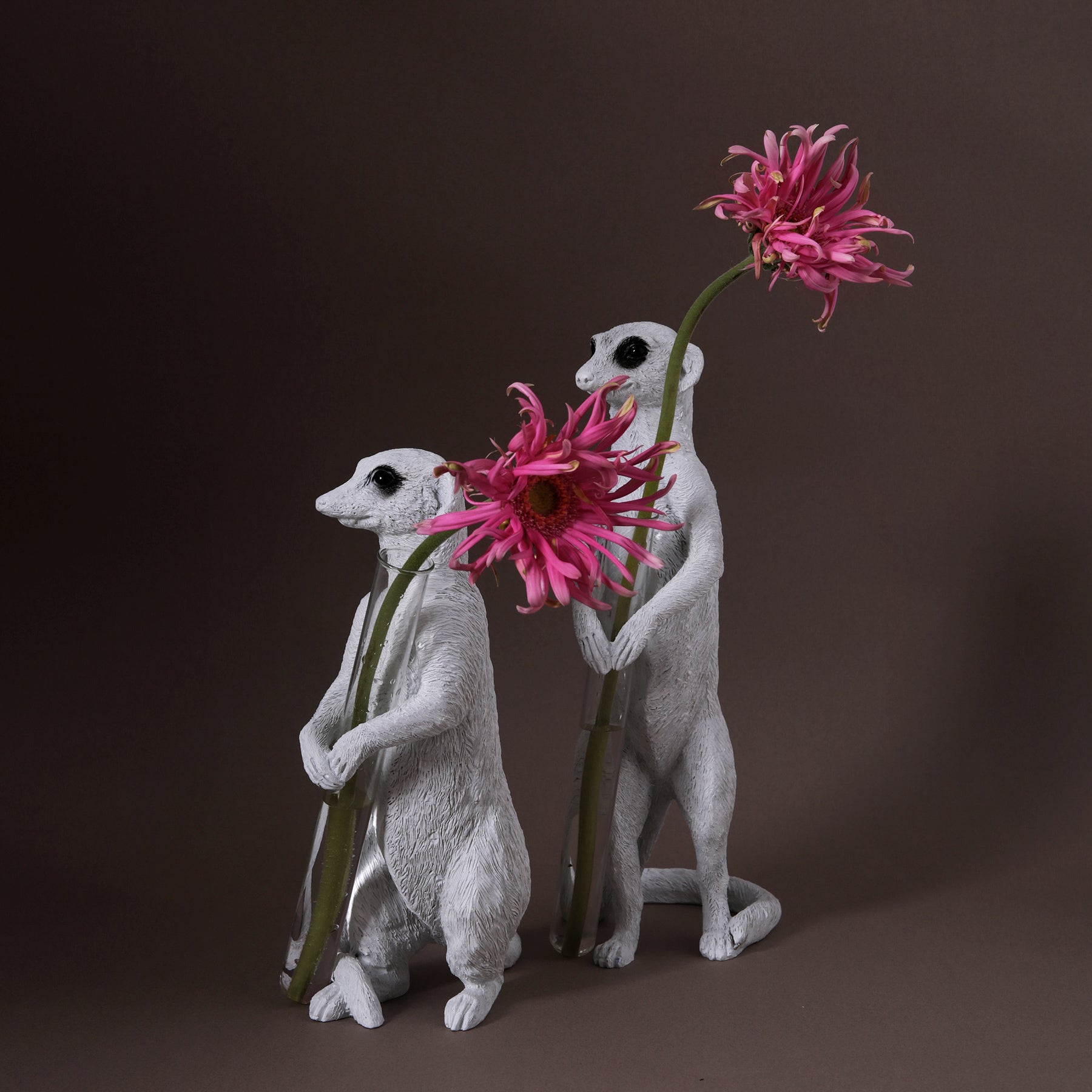 Single Stem Vase with Meerkat Ornament and Decorative Statue