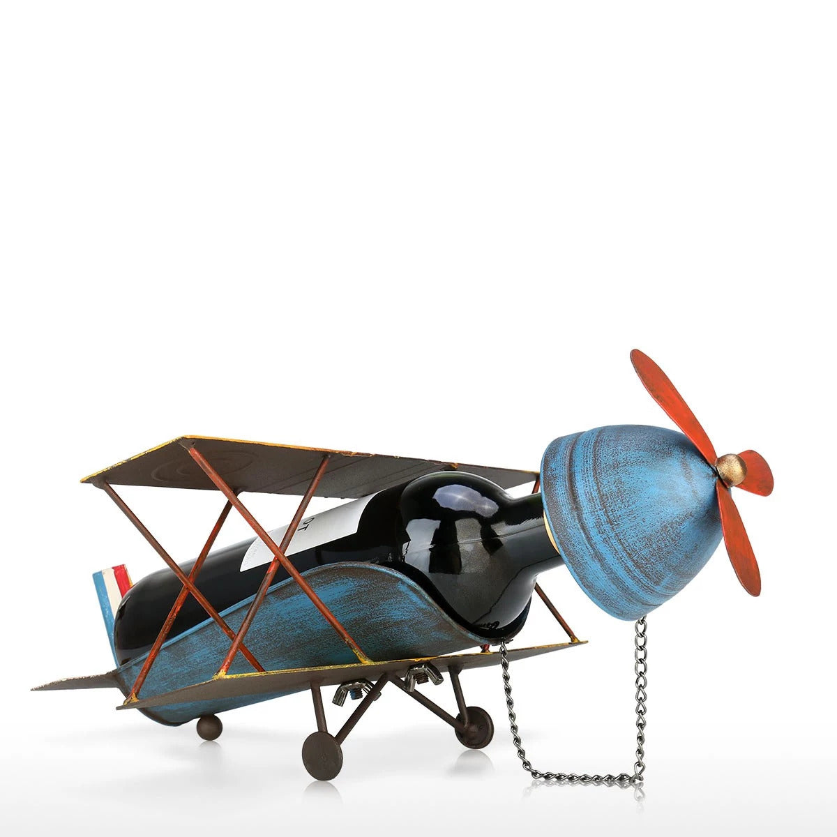 Small Wine Rack with Airplane Ornament Home Decor