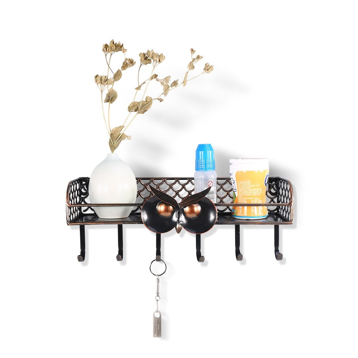 Wall Mounted Shelves for Coat Rack Wall Mounted Black Color Metal Owl Kitchen Organizer