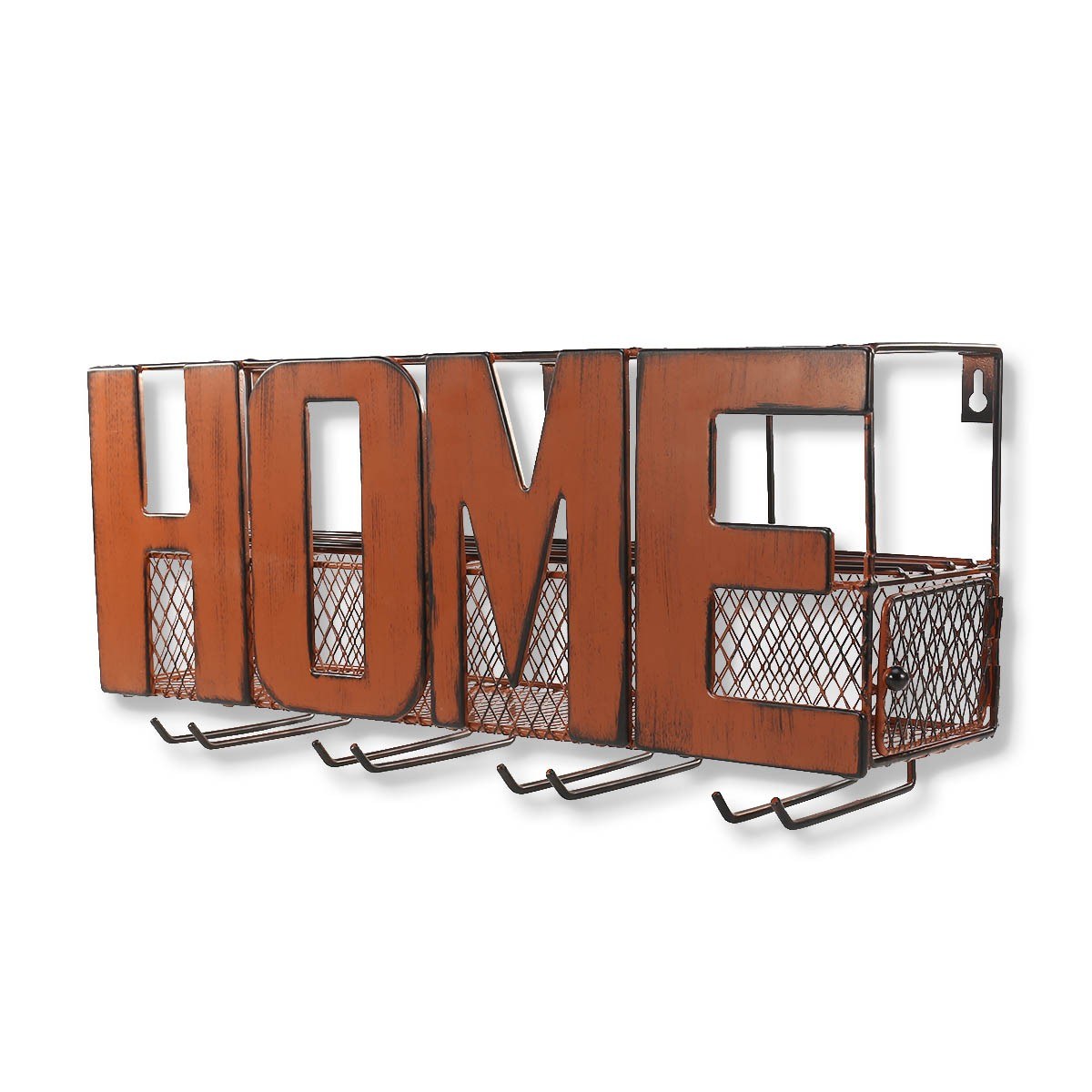 Wall Mounted Wine and Glass Rack with HOME Sign Metal Wall Art 4 Bottle Holder