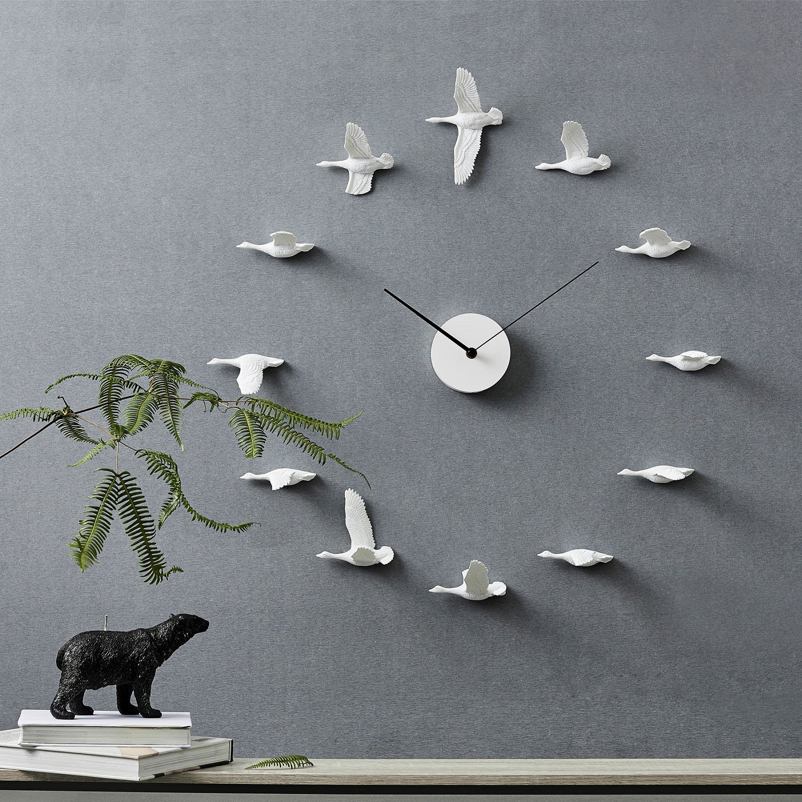 Wanddecoratie en Wandklok met Decoratie Vogeltjes