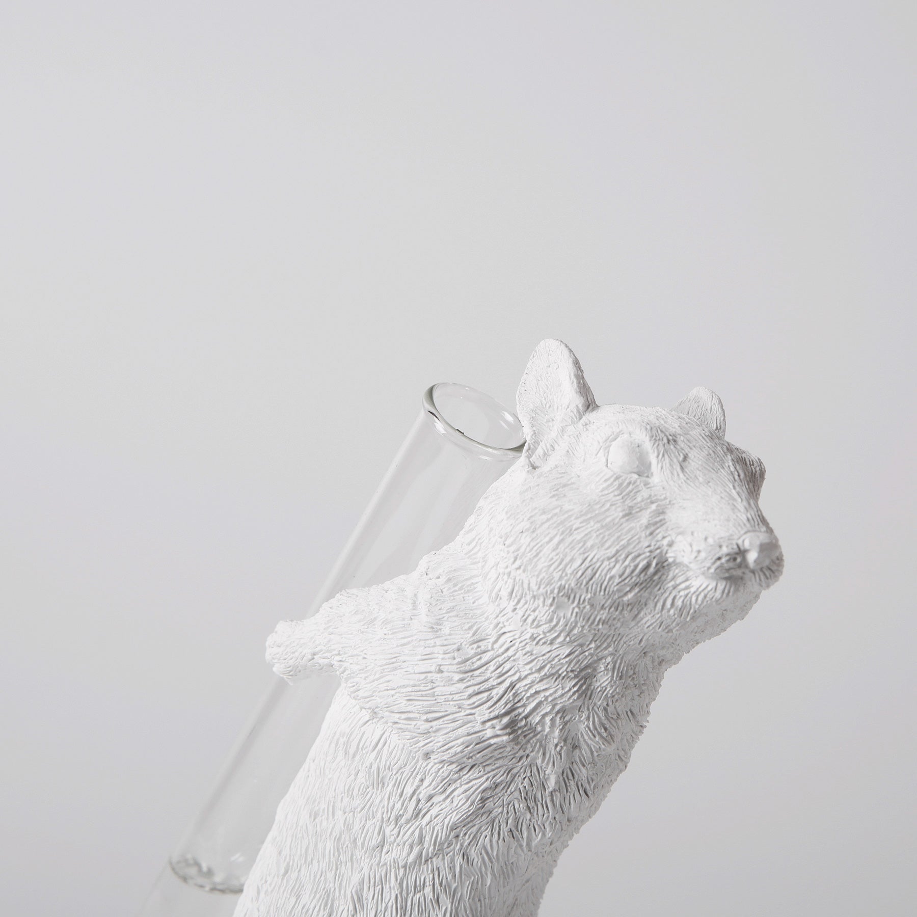 White Vase Series to Flowers and Diffuser Reeds with Squirrel Statue