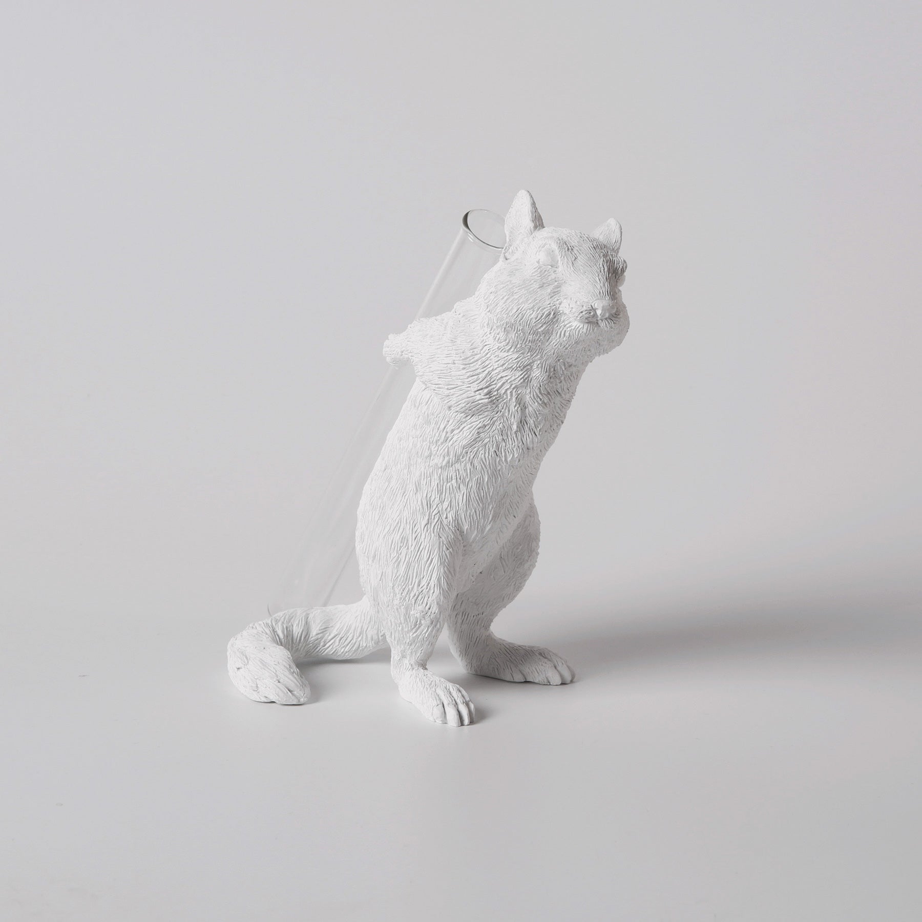 White Vase Series to Flowers and Diffuser Reeds with Squirrel Statue