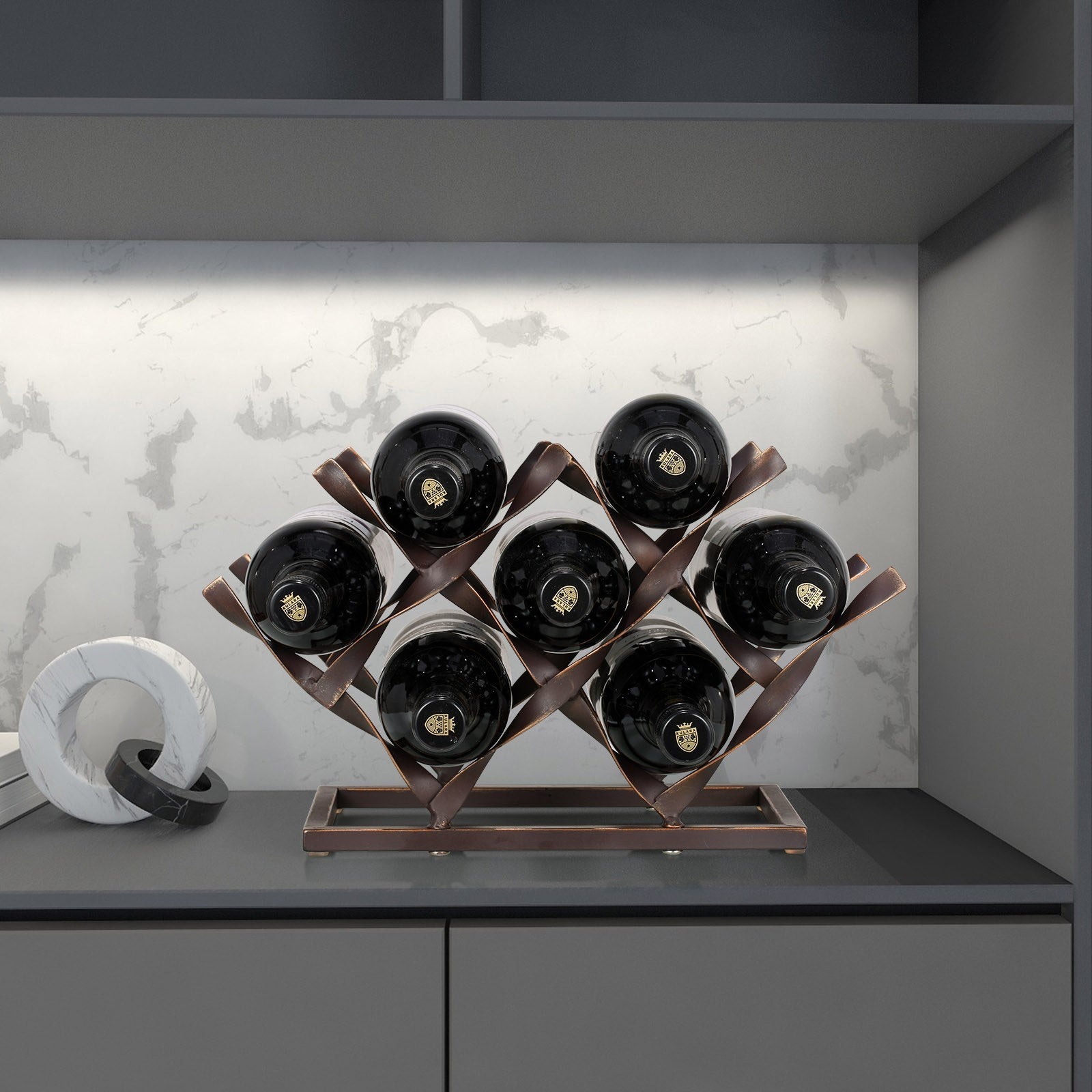 Wine Rack - 7 wine bottles complement your kitchen or living room decor!