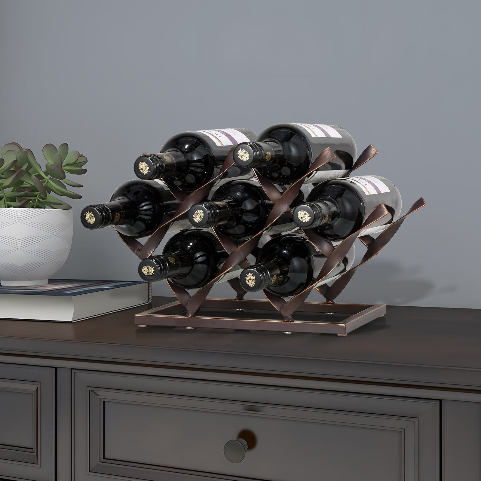 Wine Rack - 7 wine bottles complement your kitchen or living room decor!