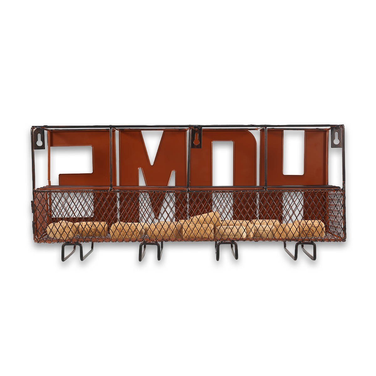 Wall Mounted Wine and Glass Rack with HOME Sign Metal Wall Art 4 Bottle Holder