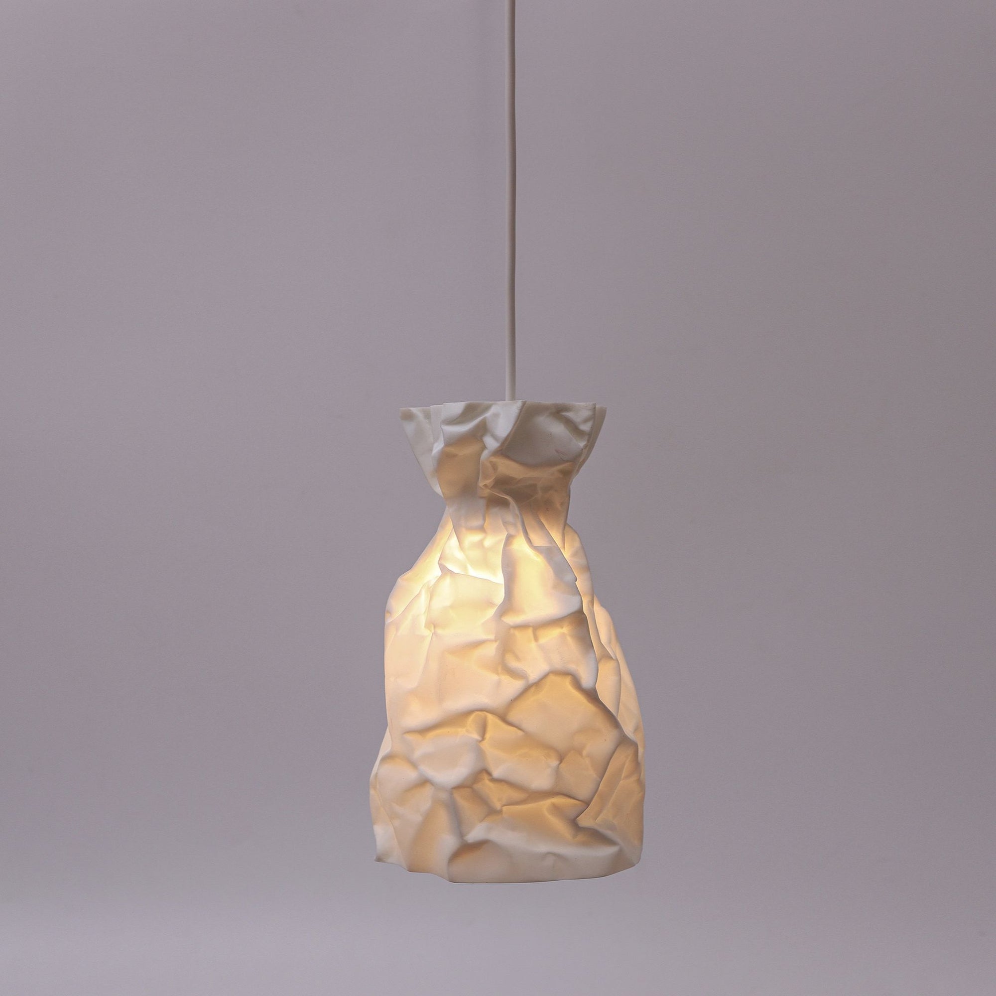 Paper pendant light: a crumpled paper sculpture has never looked so good!