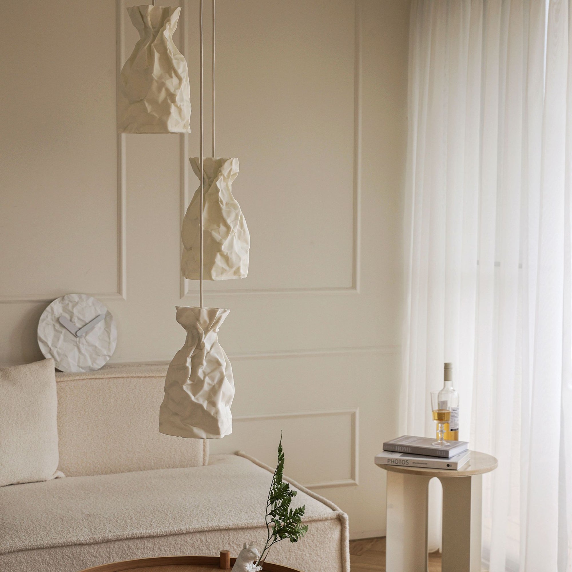 Paper pendant light: a crumpled paper sculpture has never looked so good!