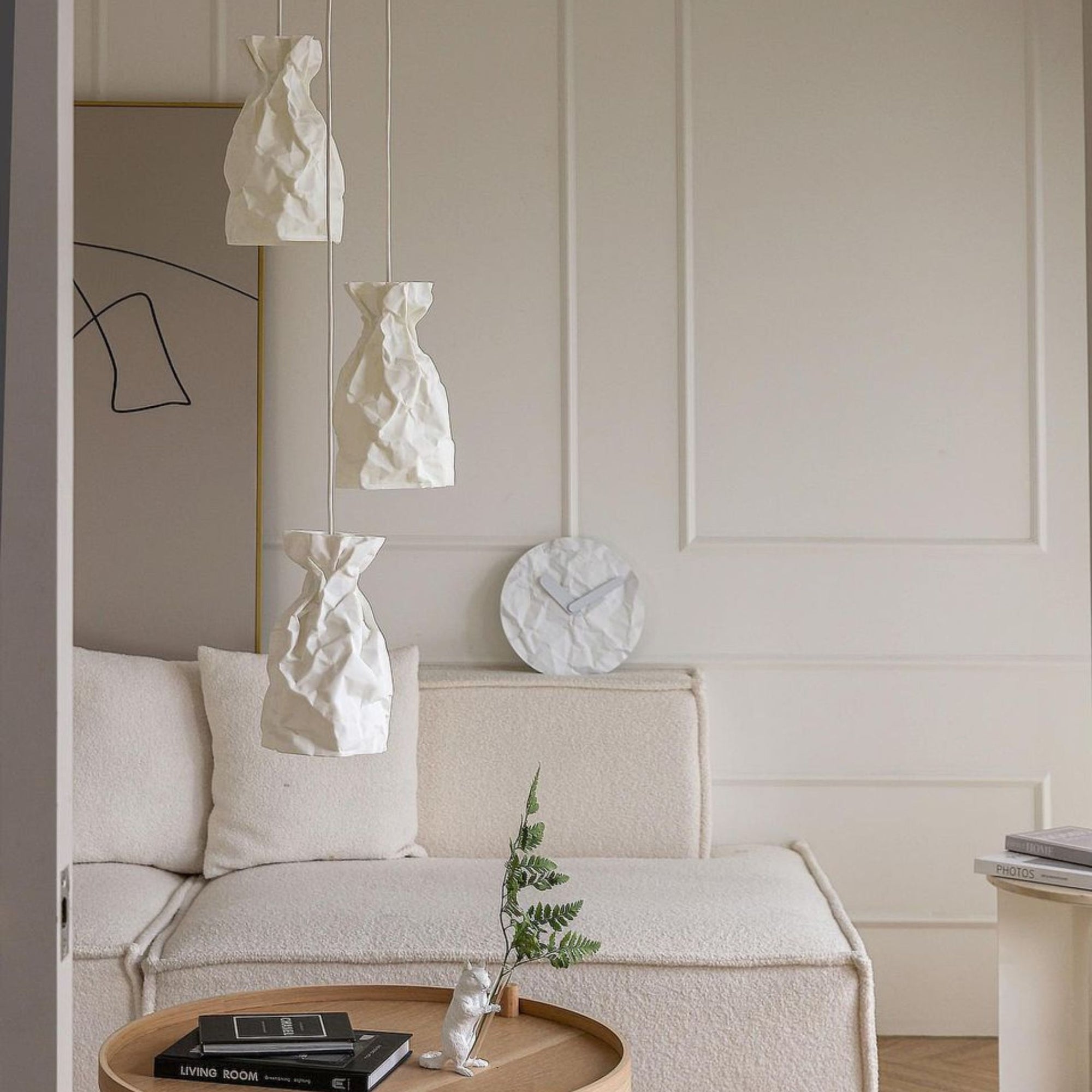 Paper pendant light: a crumpled paper sculpture has never looked so good!