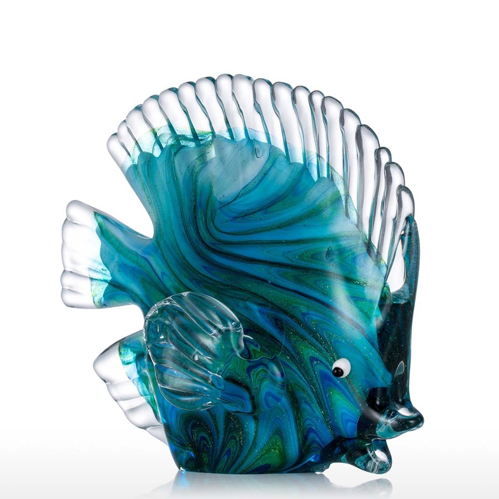 Handblown Tropical Fish Glass Art Sculpture for Aquarium Decor