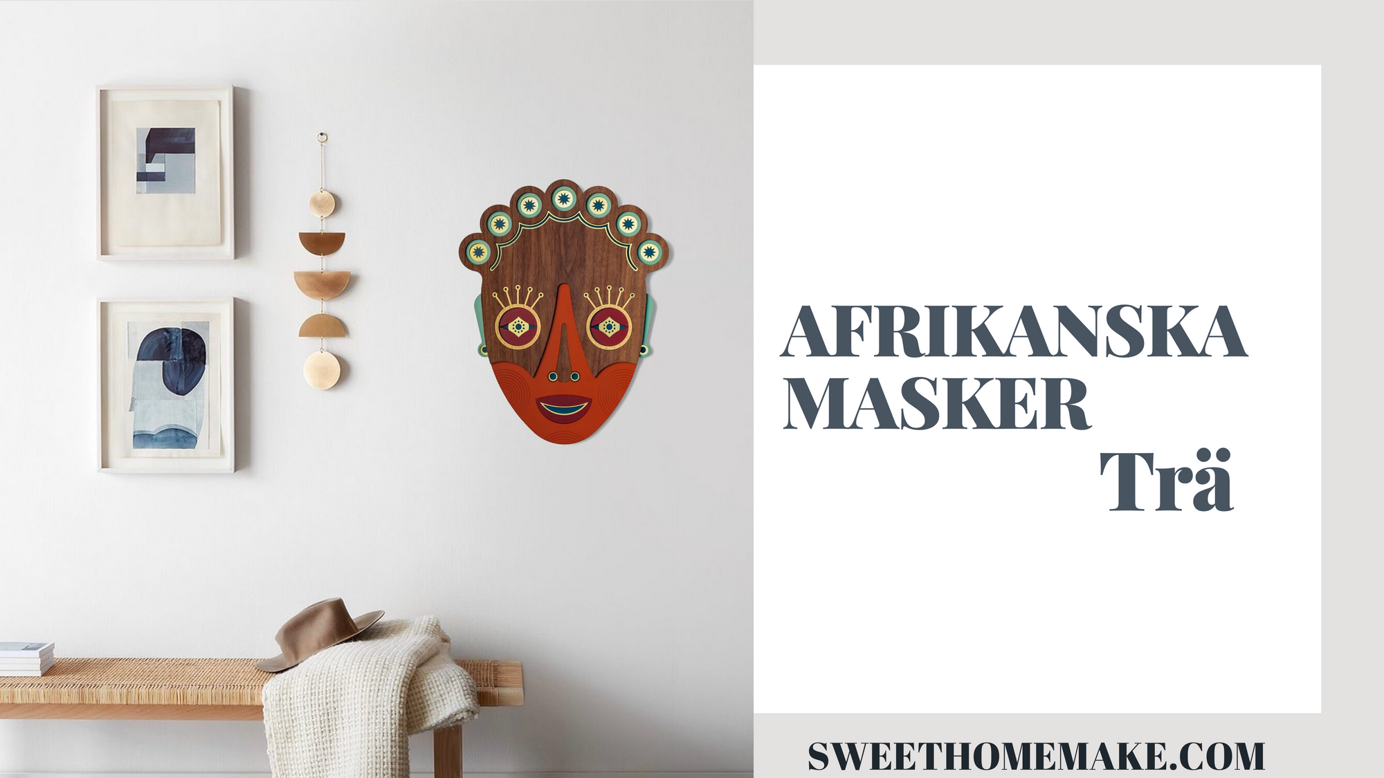 Afrikanska Masker med Abstrakt Konst Ansikte Väggdekoration
