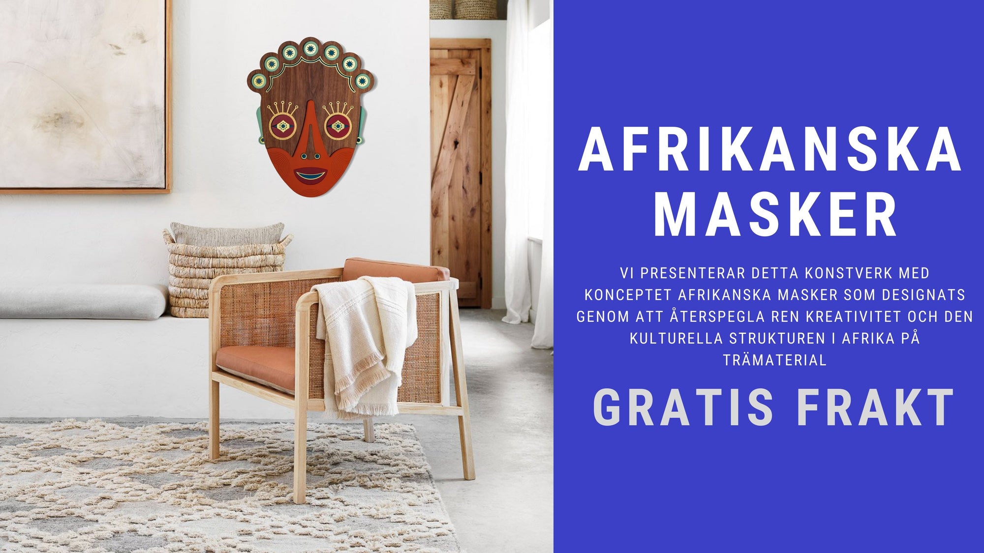 Afrikanska Masker på Trä Afrikansk Inredning Dekoration