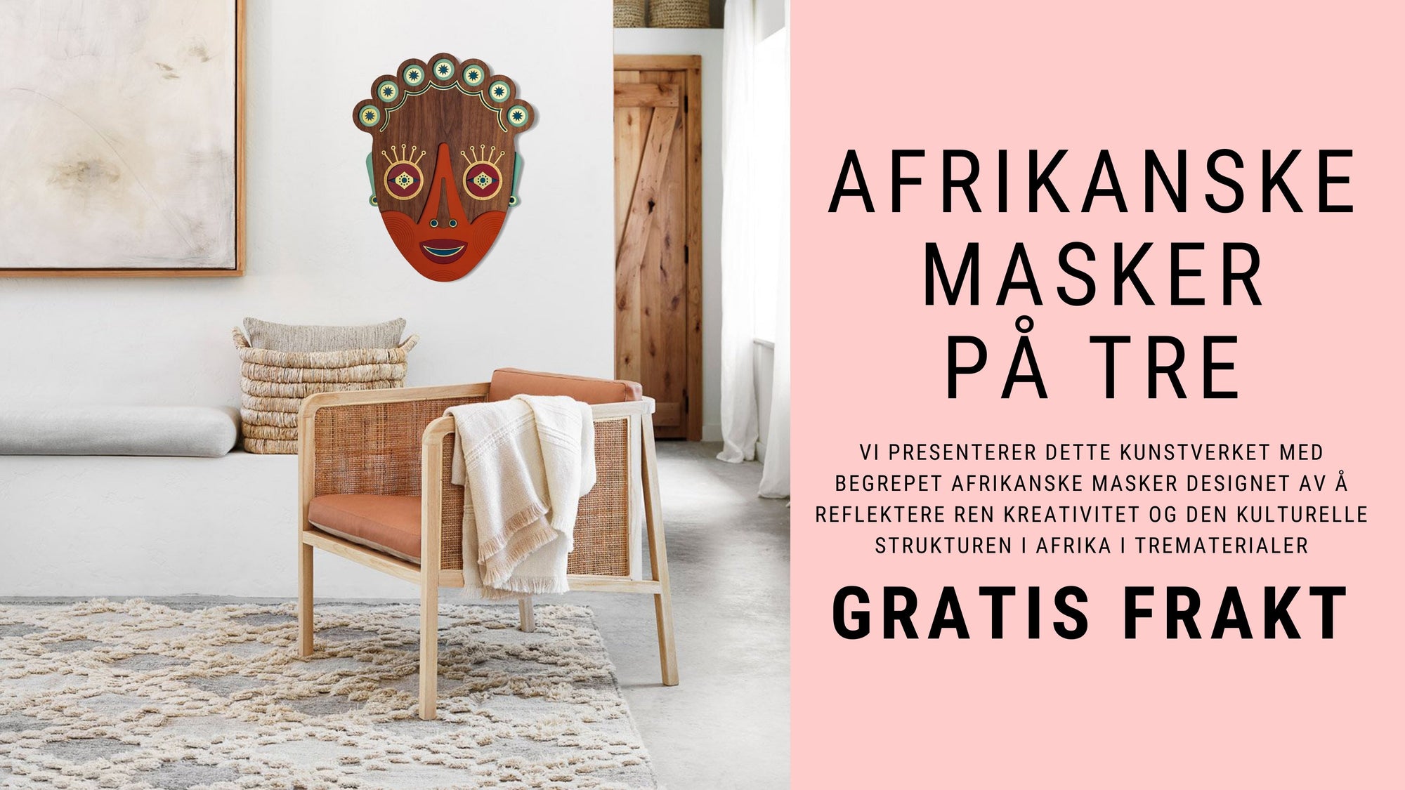 Afrikanske Masker med Veggdekor i Tre