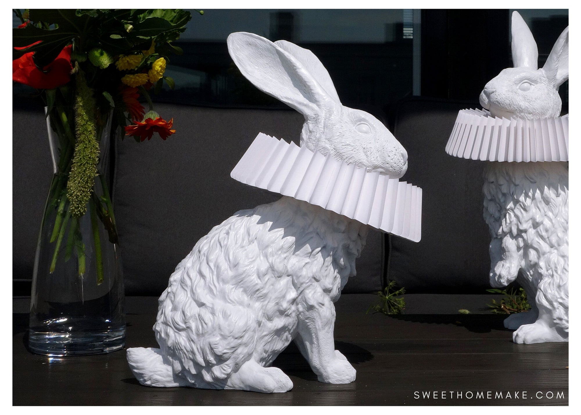 Vit Bordslampa till Kanin Inredning Skulptur