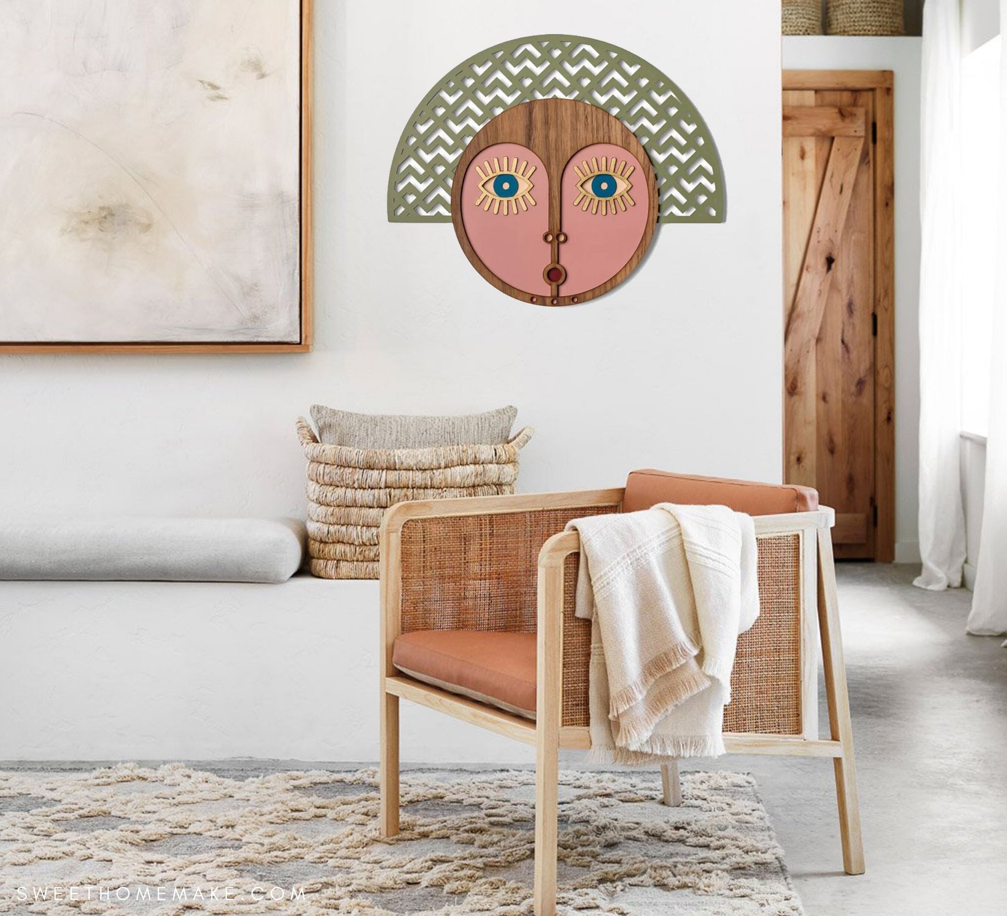Wanddeko Altrosa mit Abstrakte Gesichter