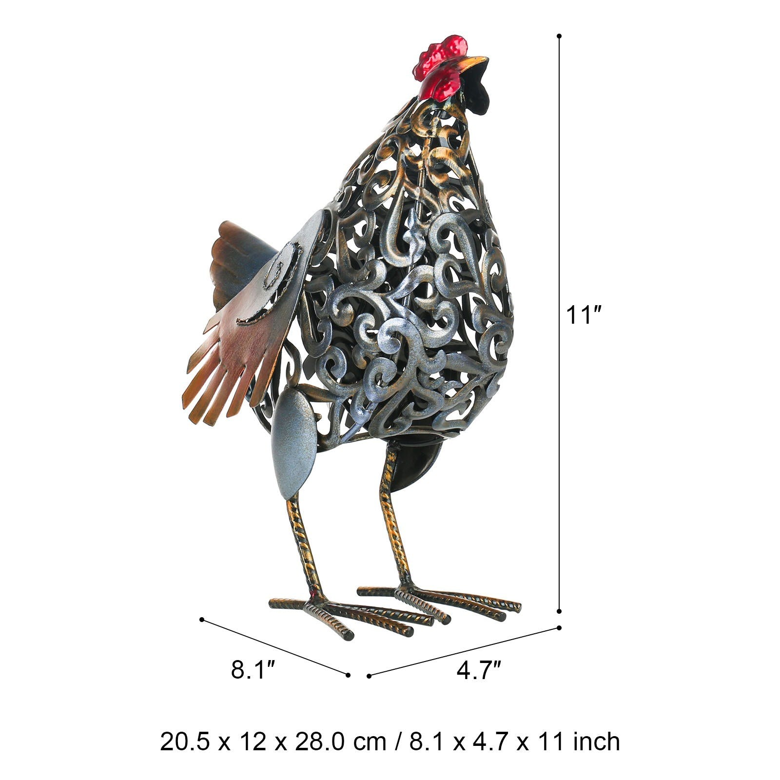 Our metal rooster sculpture is perfect for your garden or yard decor
