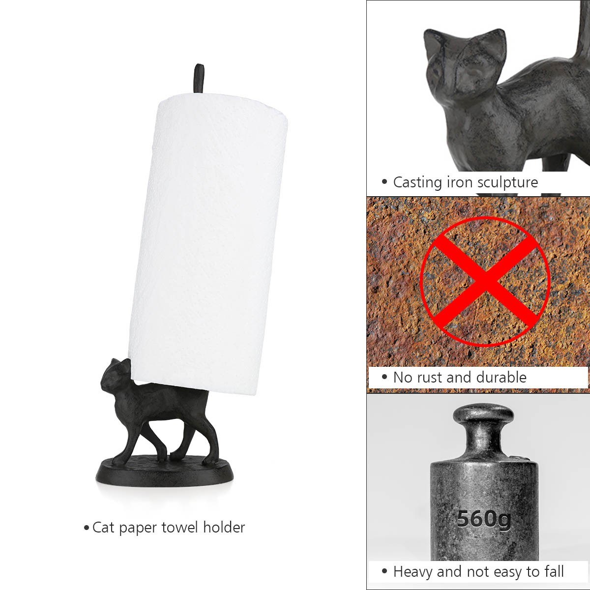 Cat paper towel holder it funny in your dinner table, kitchen countertop!