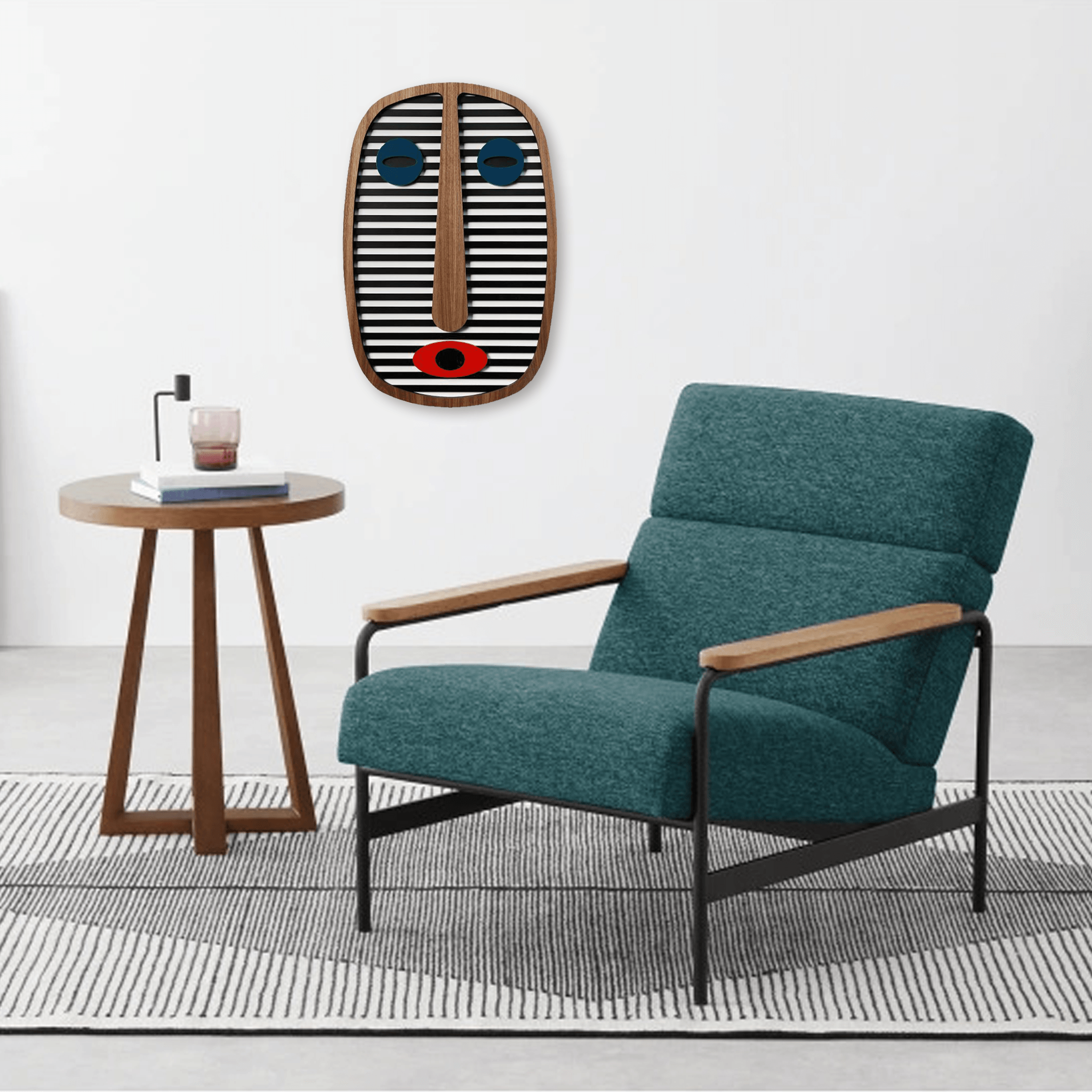 Blue Abstract Wall Decor with Wood Wall Art by Picasso Face Paintings