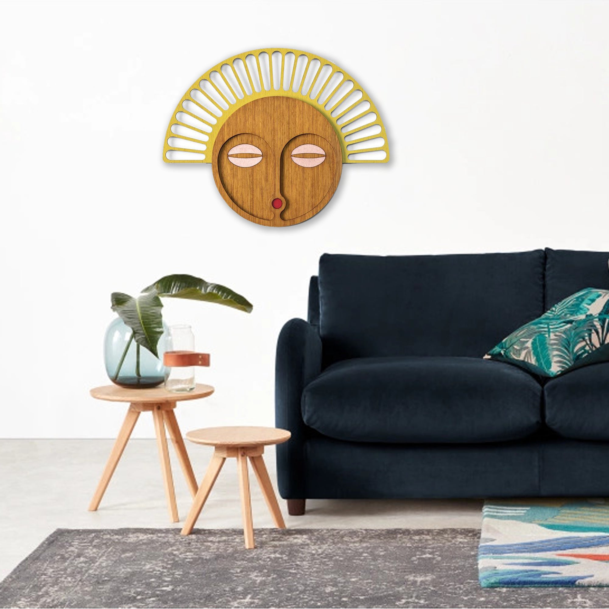 African Mask Wall Decor with Wood Wall Art