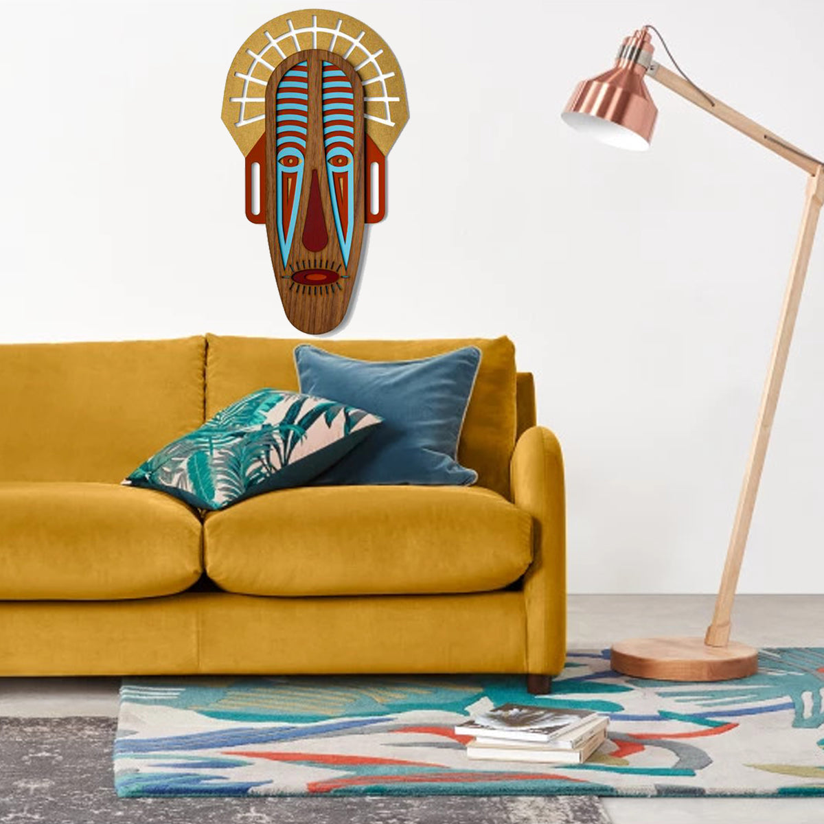 African Masks and Tribal Masks on the Living Room Wall Art by Wooden