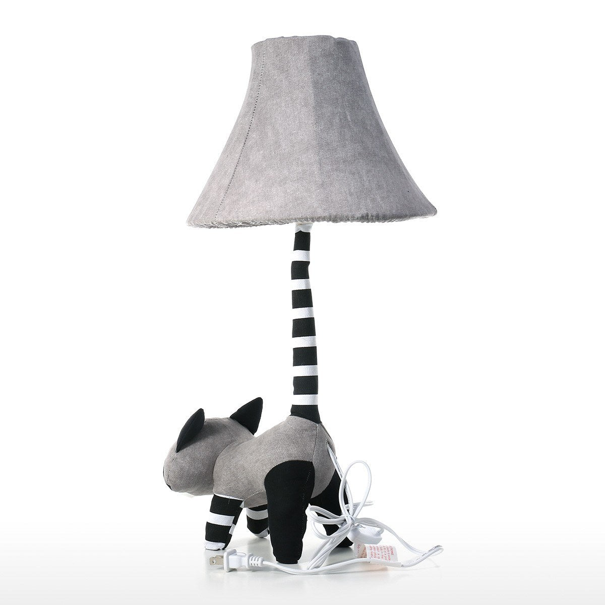 Black and White Cute Raccoon Decor with Table Lamp for Nursery Decor