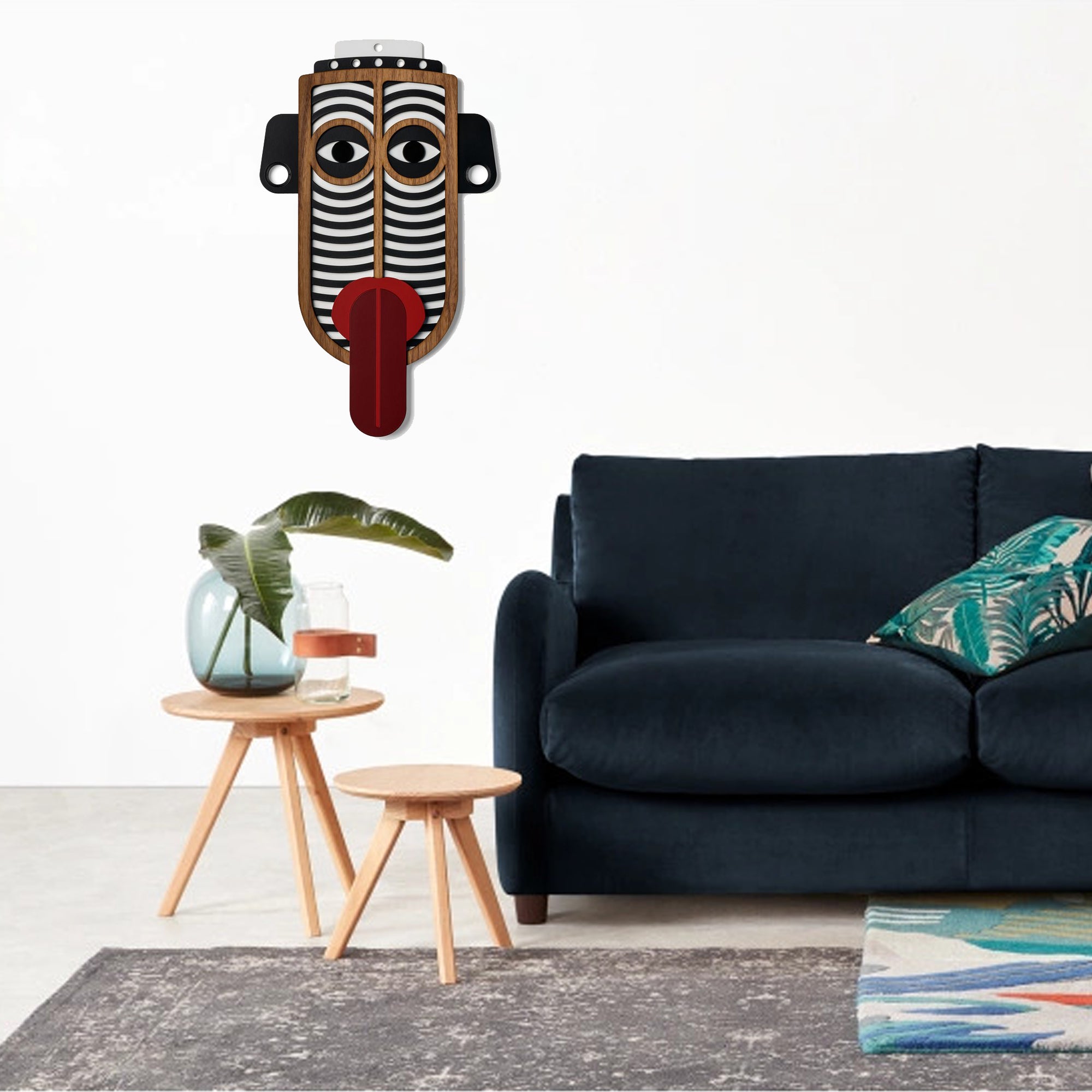 Black and White Wall Art with African Wall Mask