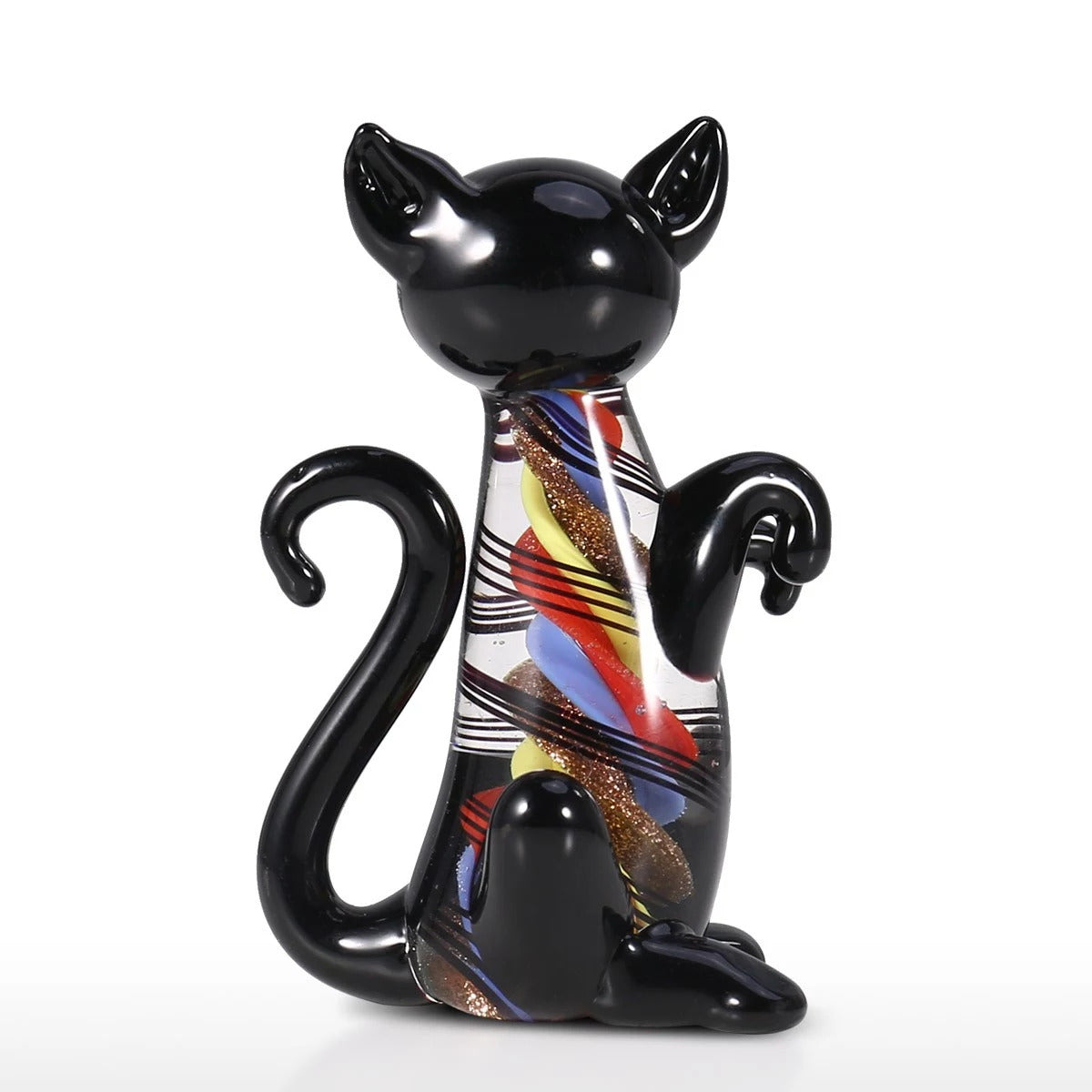 Blown Glass Ornaments Sculpture with Cat Figurines