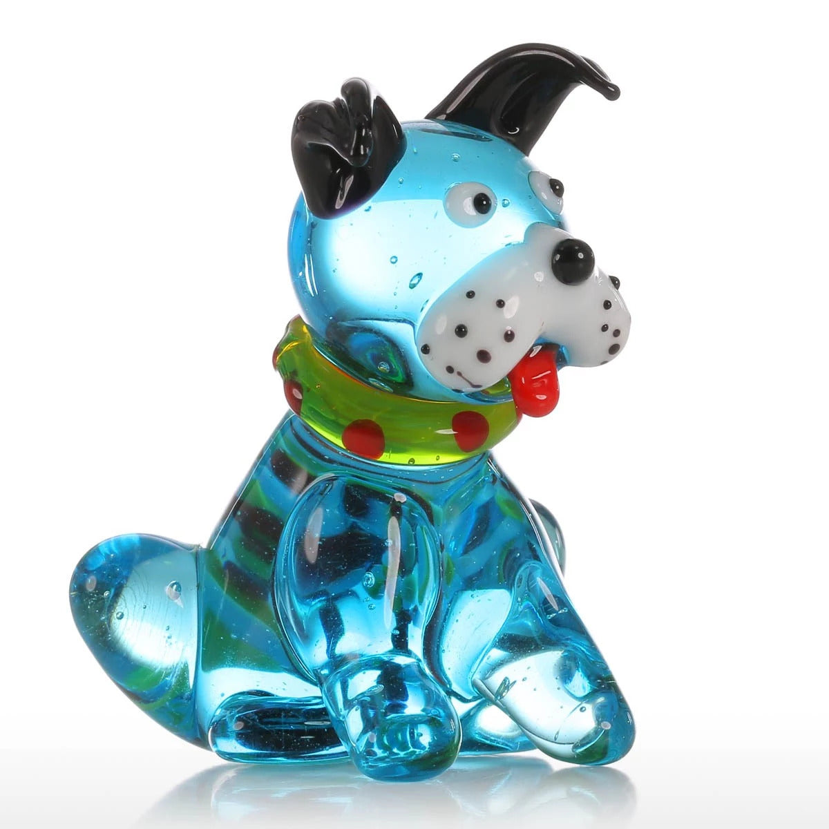 Blown Glass Ornaments with Glass Dog Sculpture Figurines