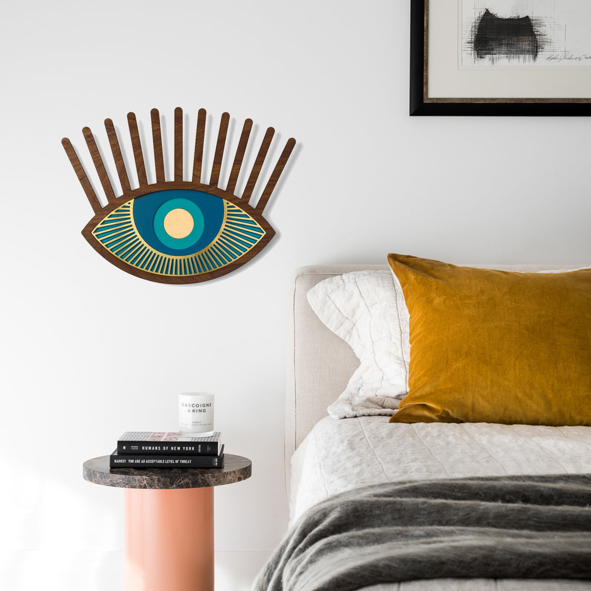 Blue Eye and Eyelash Artwork by Wood For Bedroom Wall Decor