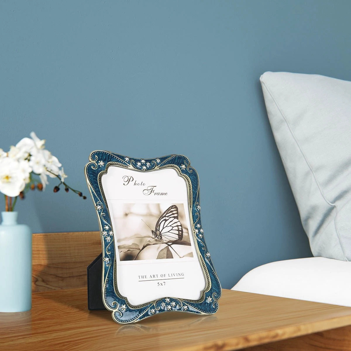 Blue Photo Frame for Tabletop Home Decor Accent