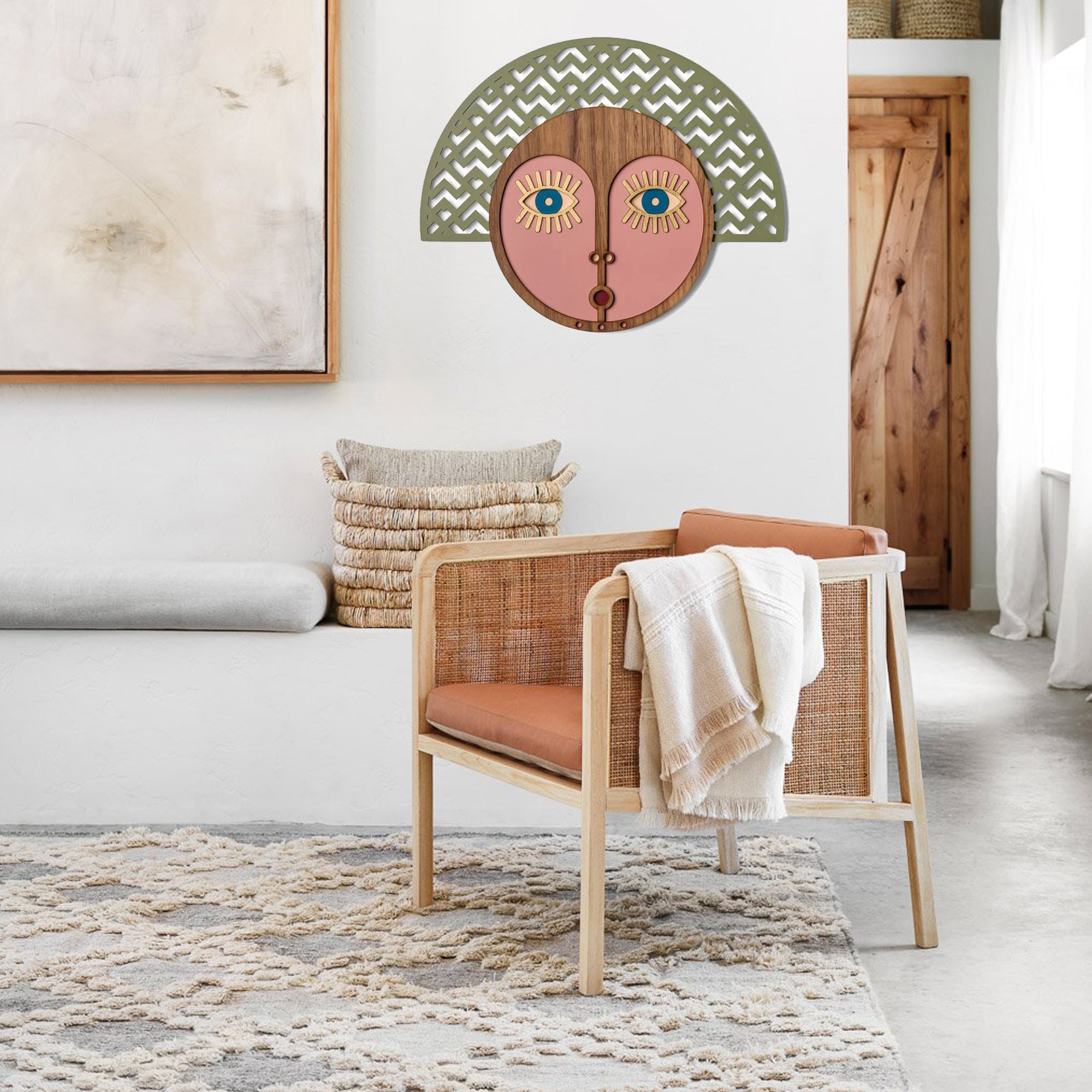 Afrocentric Wall Art African Mask on the Wooden in Boho Decor