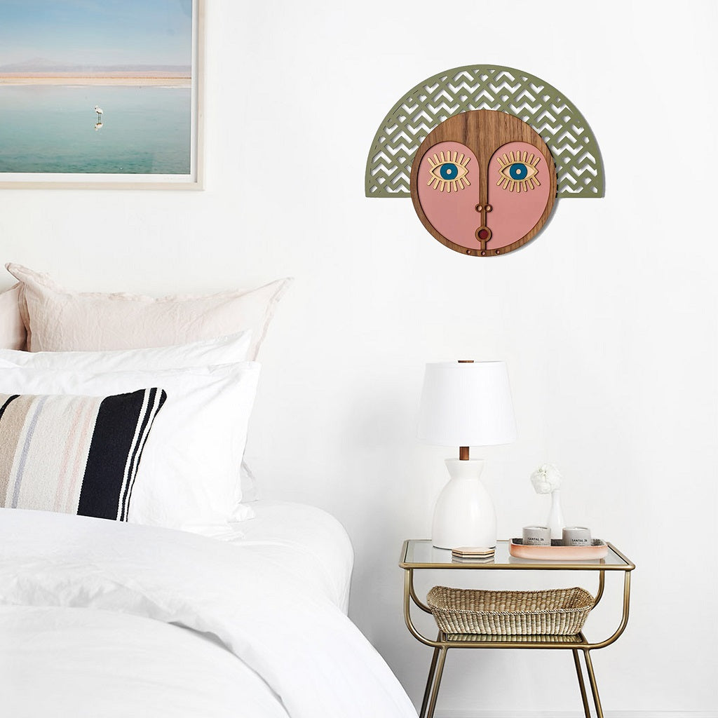 Boho Wall Decor and Wood Wall Art by Pink Wall Hanging with Afrocentric and African Details